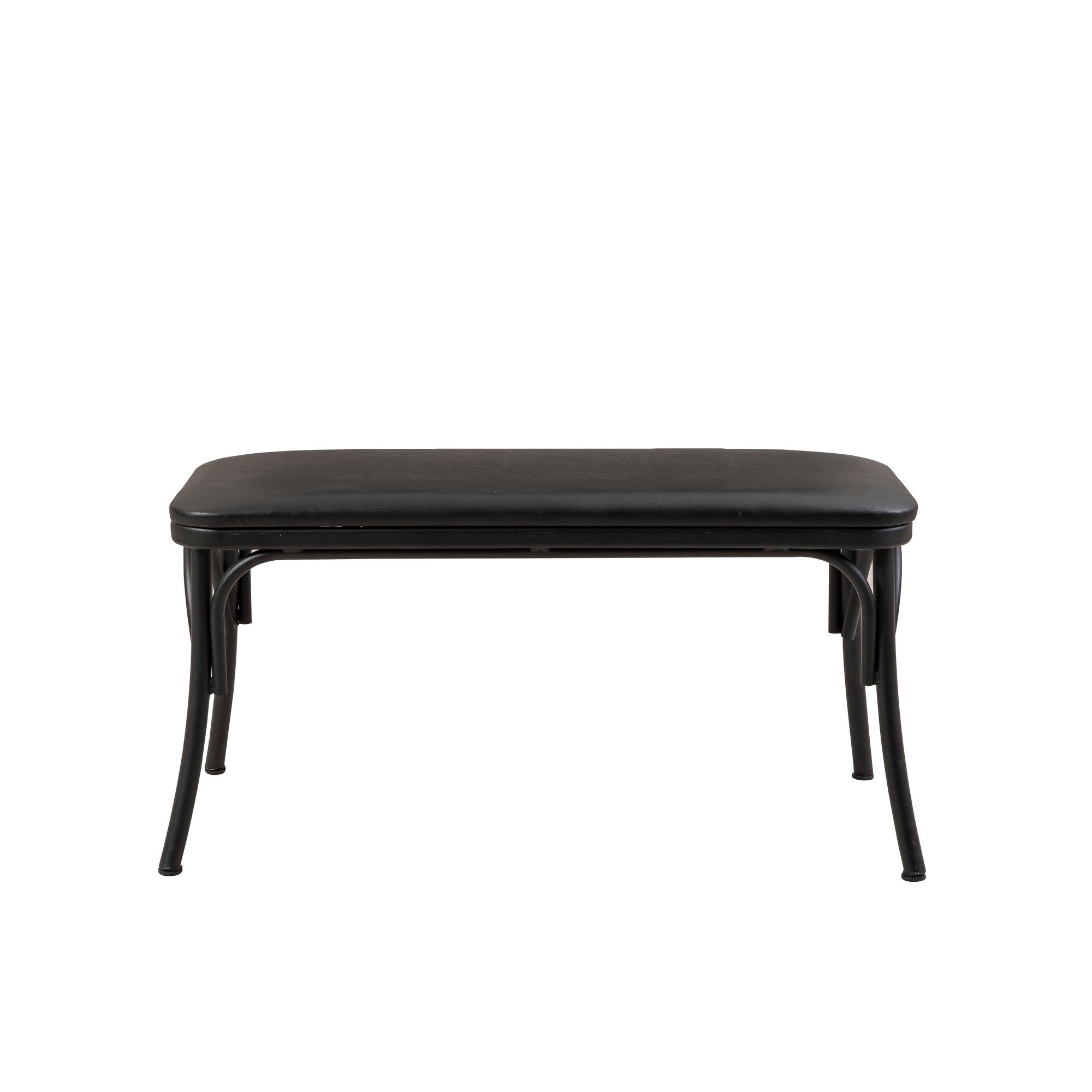 Banco preto elegante, 100 cm de largura x 49 cm de altura x 41 cm de profundidade | 100% couro sintético e pernas de madeira de faia | Tampo durável revestido em melamina de 18 mm | Design moderno