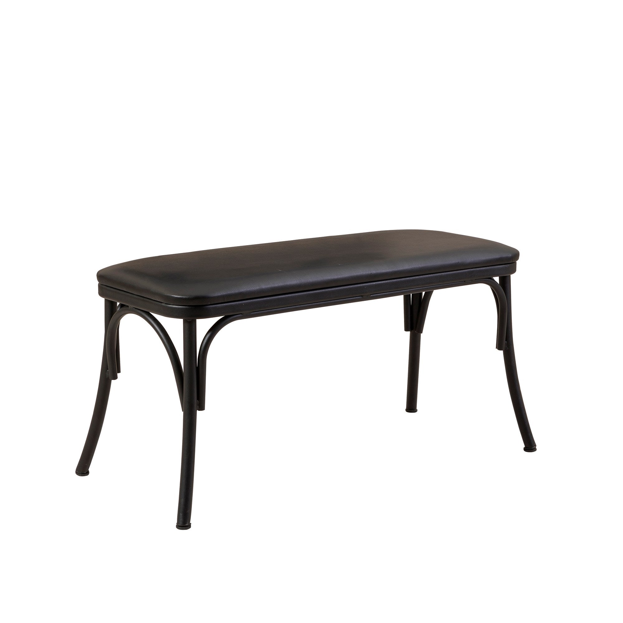 Banco preto elegante, 100 cm de largura x 49 cm de altura x 41 cm de profundidade | 100% couro sintético e pernas de madeira de faia | Tampo durável revestido em melamina de 18 mm | Design moderno