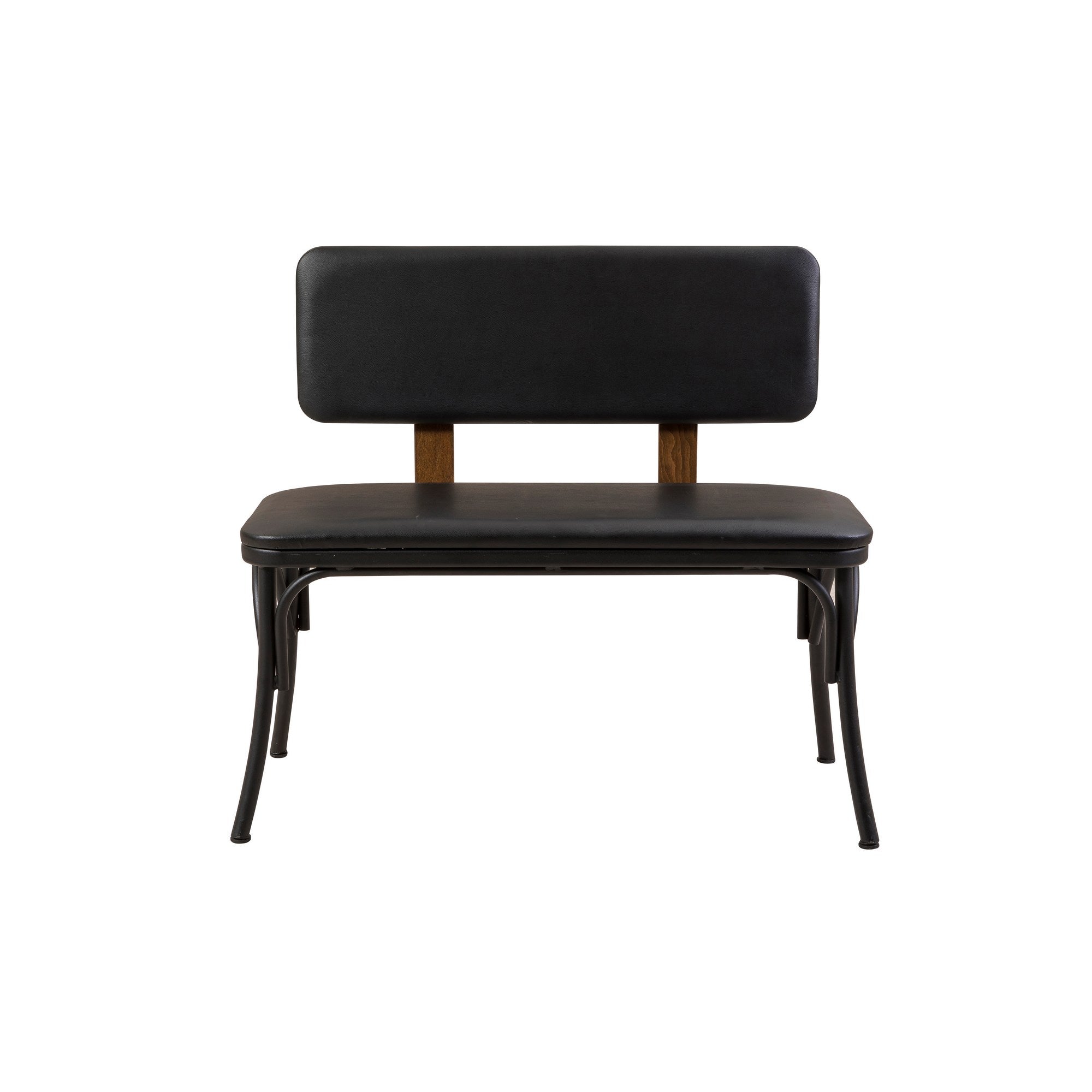 Banco preto elegante com 100% couro sintético, 100 cm de largura x 85 cm de altura x 53 cm de profundidade | Painel de partículas 100% revestido de melamina, design durável e elegante