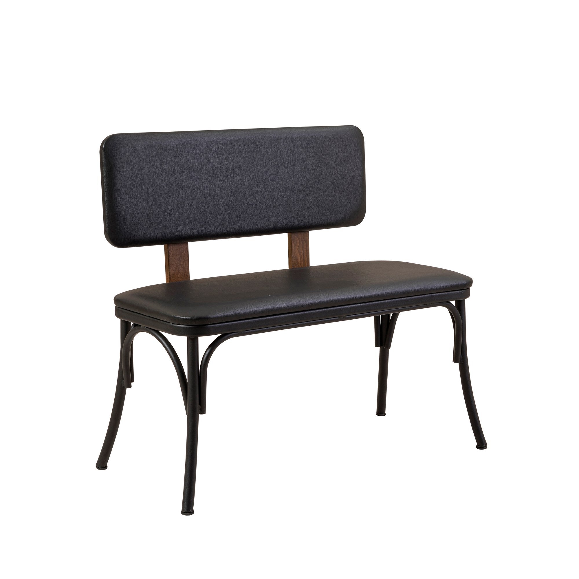 Banco preto elegante com 100% couro sintético, 100 cm de largura x 85 cm de altura x 53 cm de profundidade | Painel de partículas 100% revestido de melamina, design durável e elegante