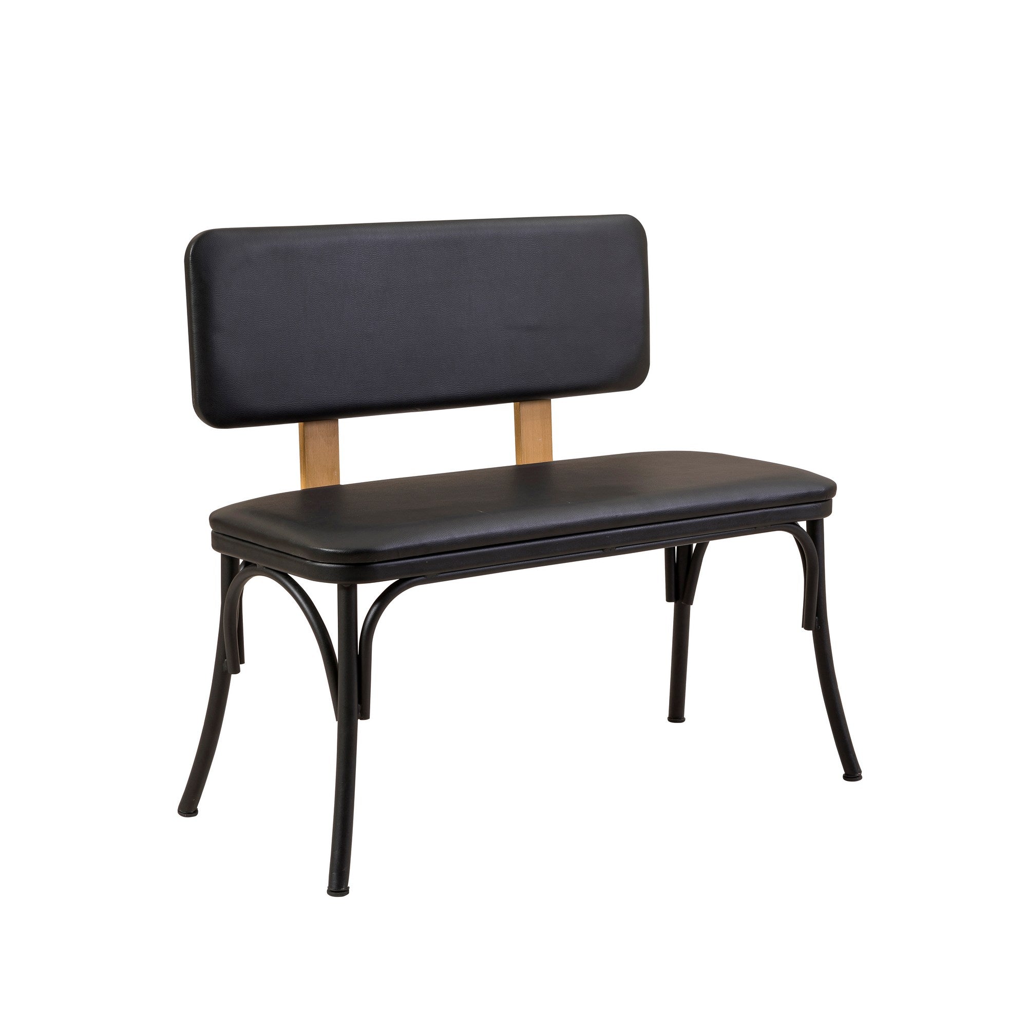 Banco preto elegante com 100% couro sintético, 100 cm de largura x 85 cm de altura x 53 cm de profundidade | Painel de partículas 100% revestido de melamina, design durável e elegante