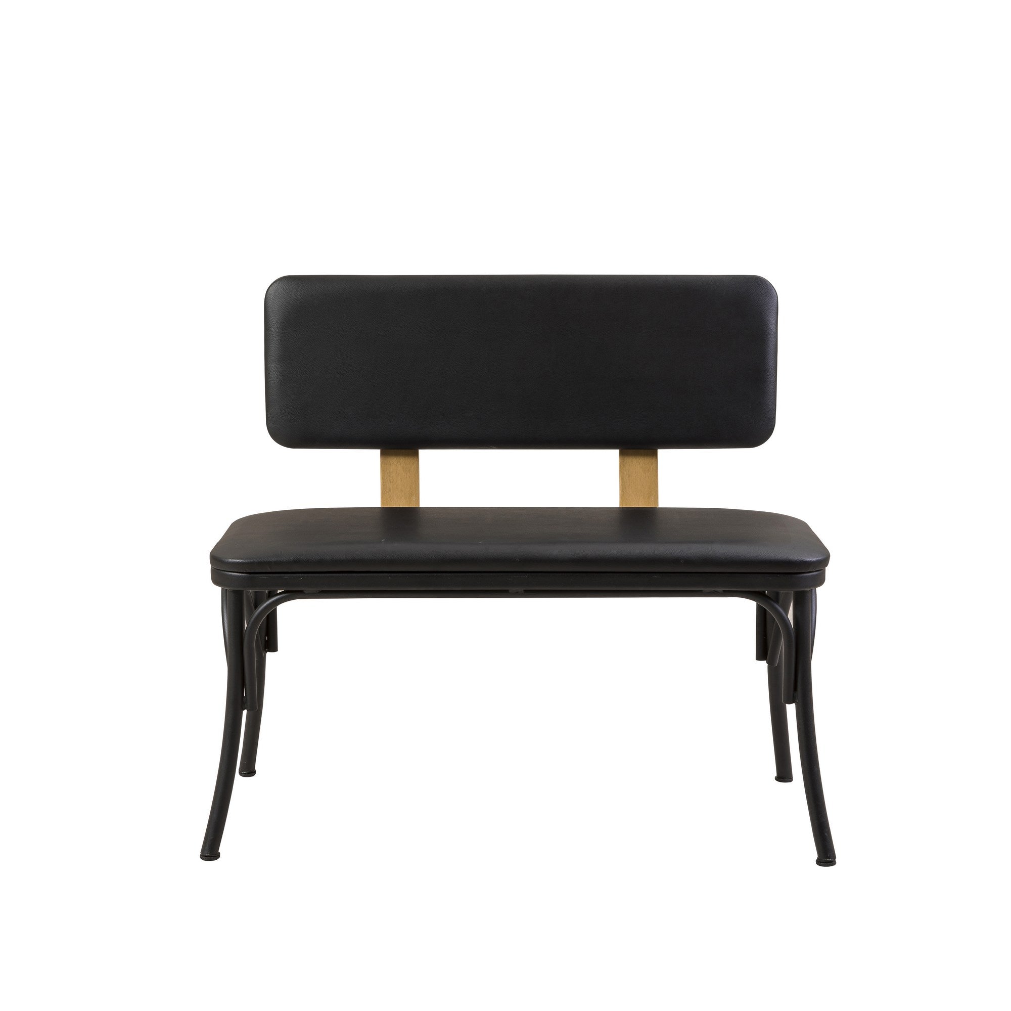 Banco preto elegante com 100% couro sintético, 100 cm de largura x 85 cm de altura x 53 cm de profundidade | Painel de partículas 100% revestido de melamina, design durável e elegante