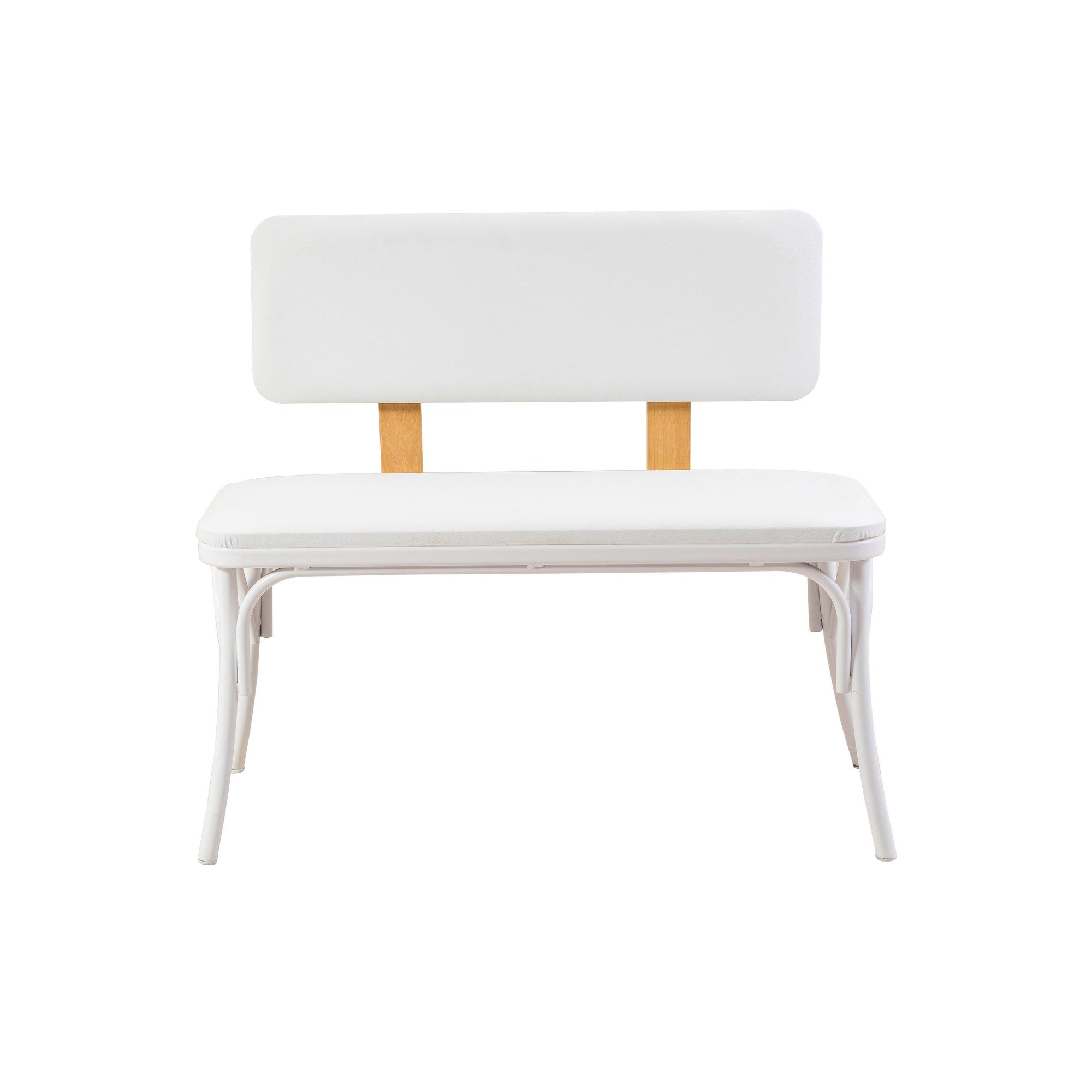 Banco branco elegante com 100% couro sintético, 100 cm de largura, 85 cm de altura, 53 cm de profundidade | Painel de partículas 100% revestido de melamina, 18 cm de espessura | Elegante e funcional