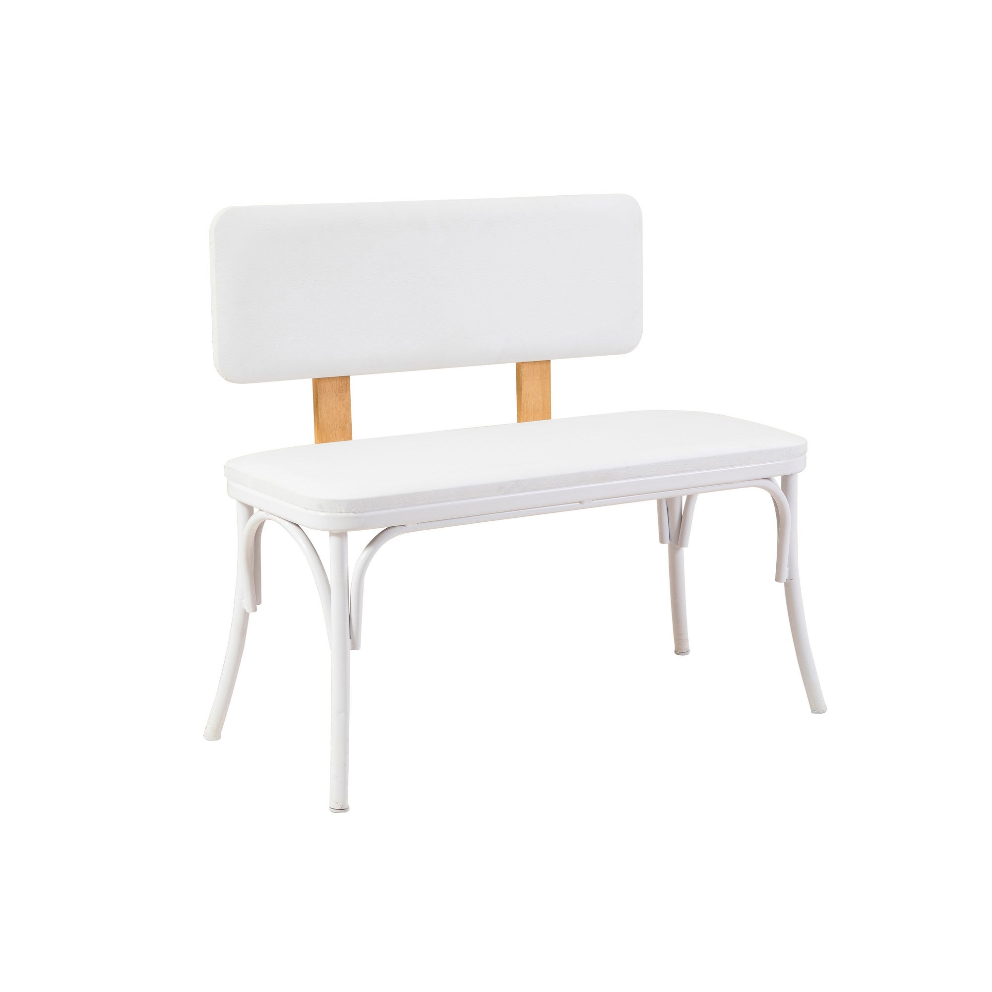 Banco branco elegante com 100% couro sintético, 100 cm de largura, 85 cm de altura, 53 cm de profundidade | Painel de partículas 100% revestido de melamina, 18 cm de espessura | Elegante e funcional