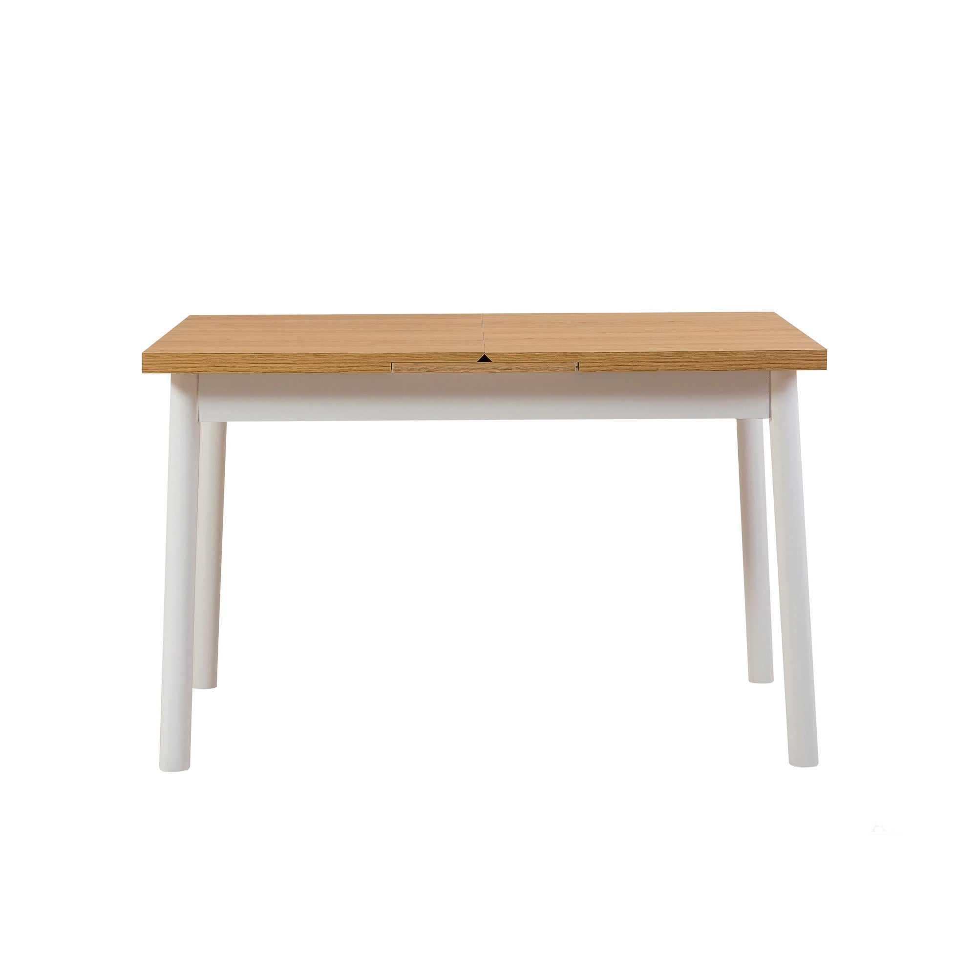 Conjunto de mesa de jantar extensível e cadeiras (5 peças), branco, 120-153 x 75 x 77 cm | Cadeiras 100% revestidas em melamina, couro sintético, pernas elegantes em madeira de faia