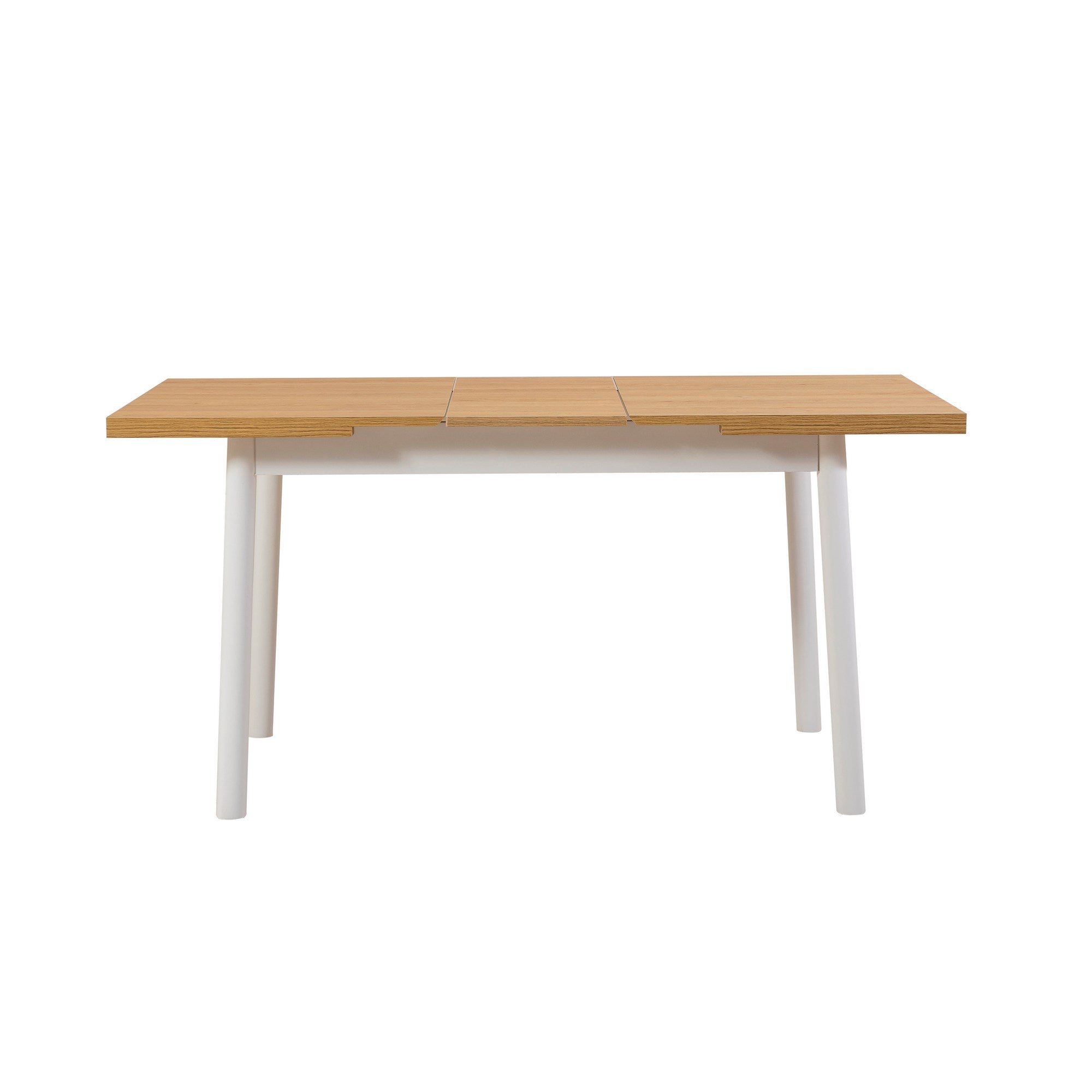 Conjunto de mesa de jantar extensível e cadeiras (5 peças), branco, 120-153 x 75 x 77 cm | Cadeiras 100% revestidas em melamina, couro sintético, pernas elegantes em madeira de faia