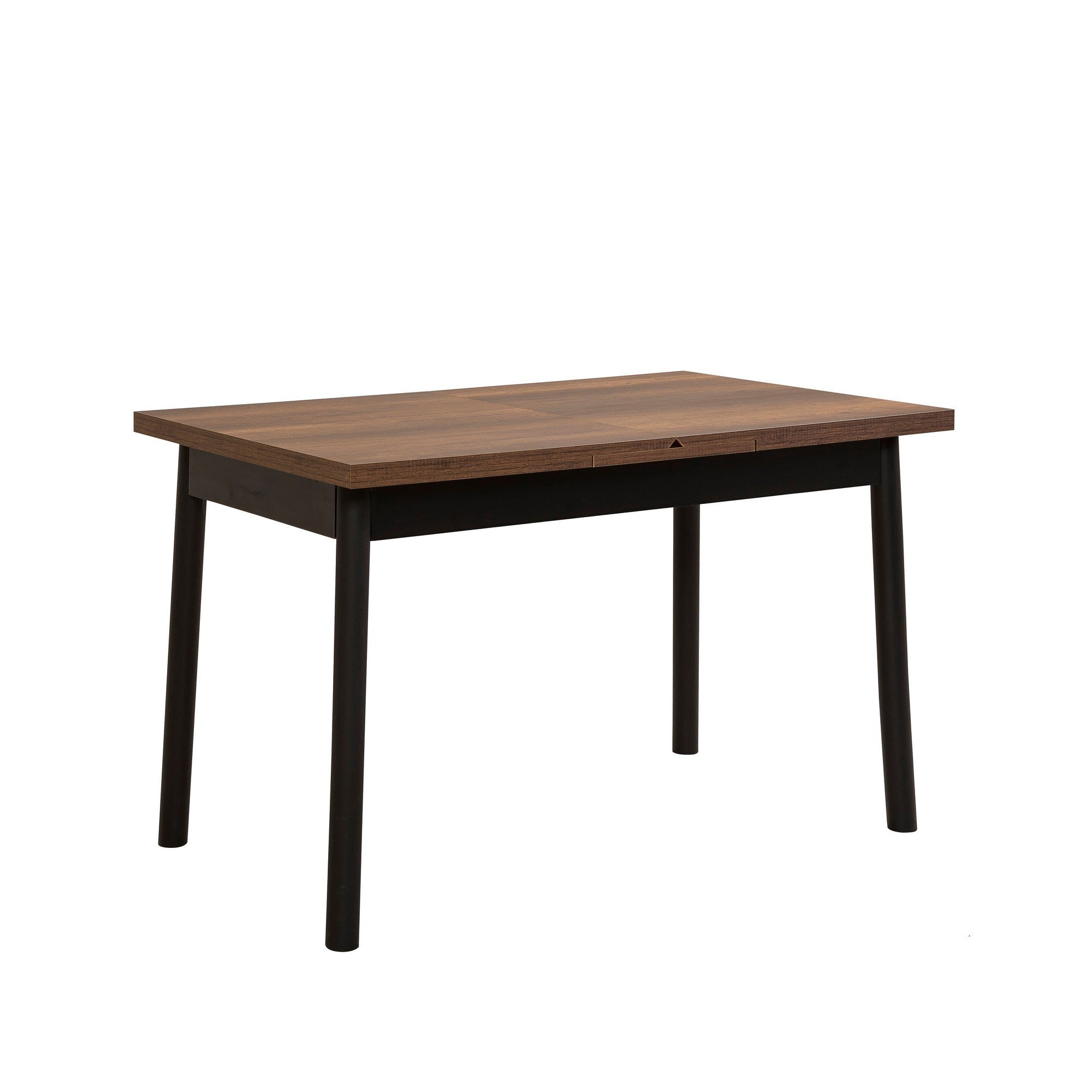 Conjunto de mesa de jantar extensível e cadeiras (5 peças), preto, 120-153 x 75 x 77 cm | 100% revestido em melamina, tecido couro sintético, pernas de madeira de faia | Elegante e funcional para espaços de jantar modernos