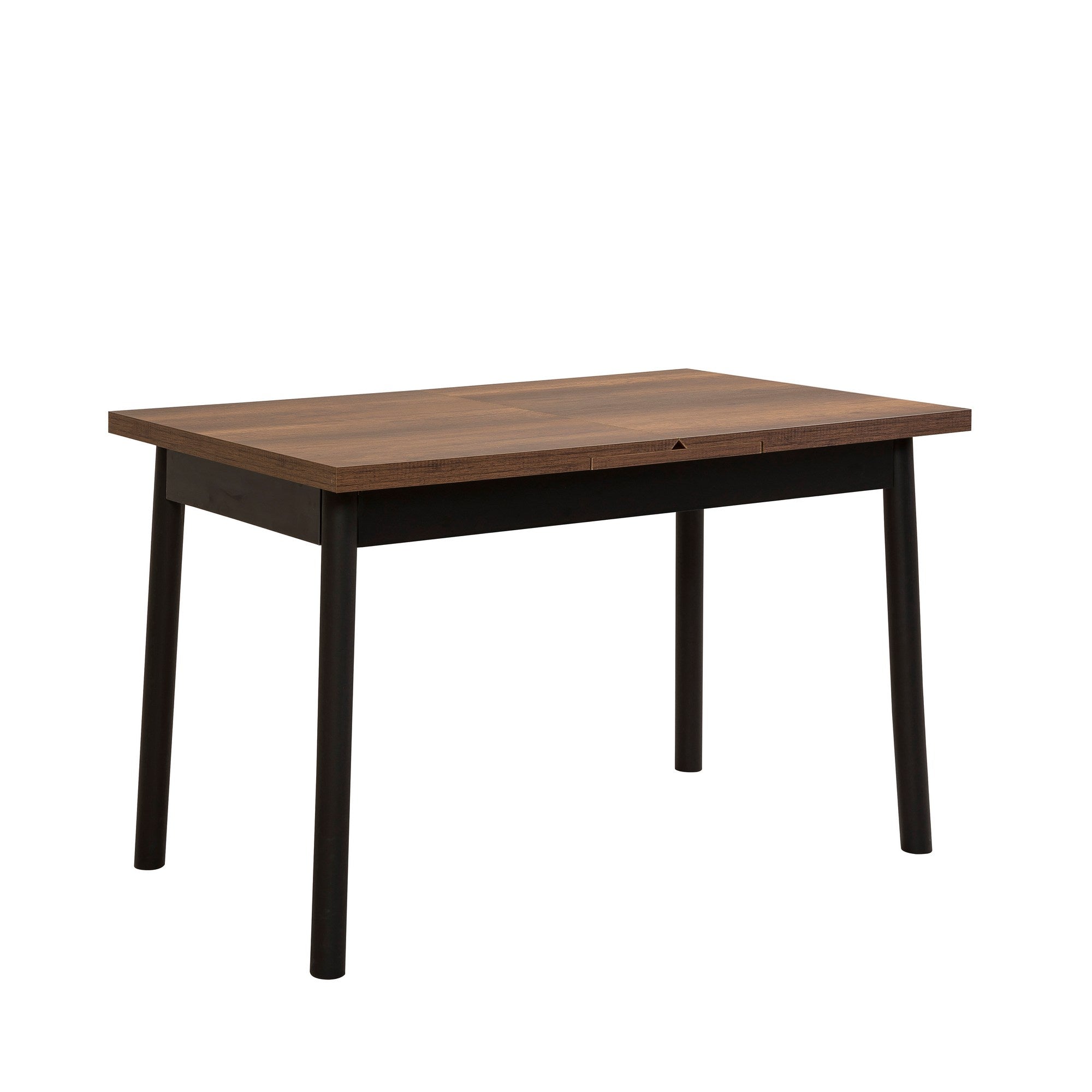Conjunto de mesa de jantar extensível e cadeiras (4 peças), preto, 120-155 x 75 x 77 cm | 100% revestido em melamina, tecido couro sintético, pernas de madeira de faia | Elegante e funcional para refeições modernas