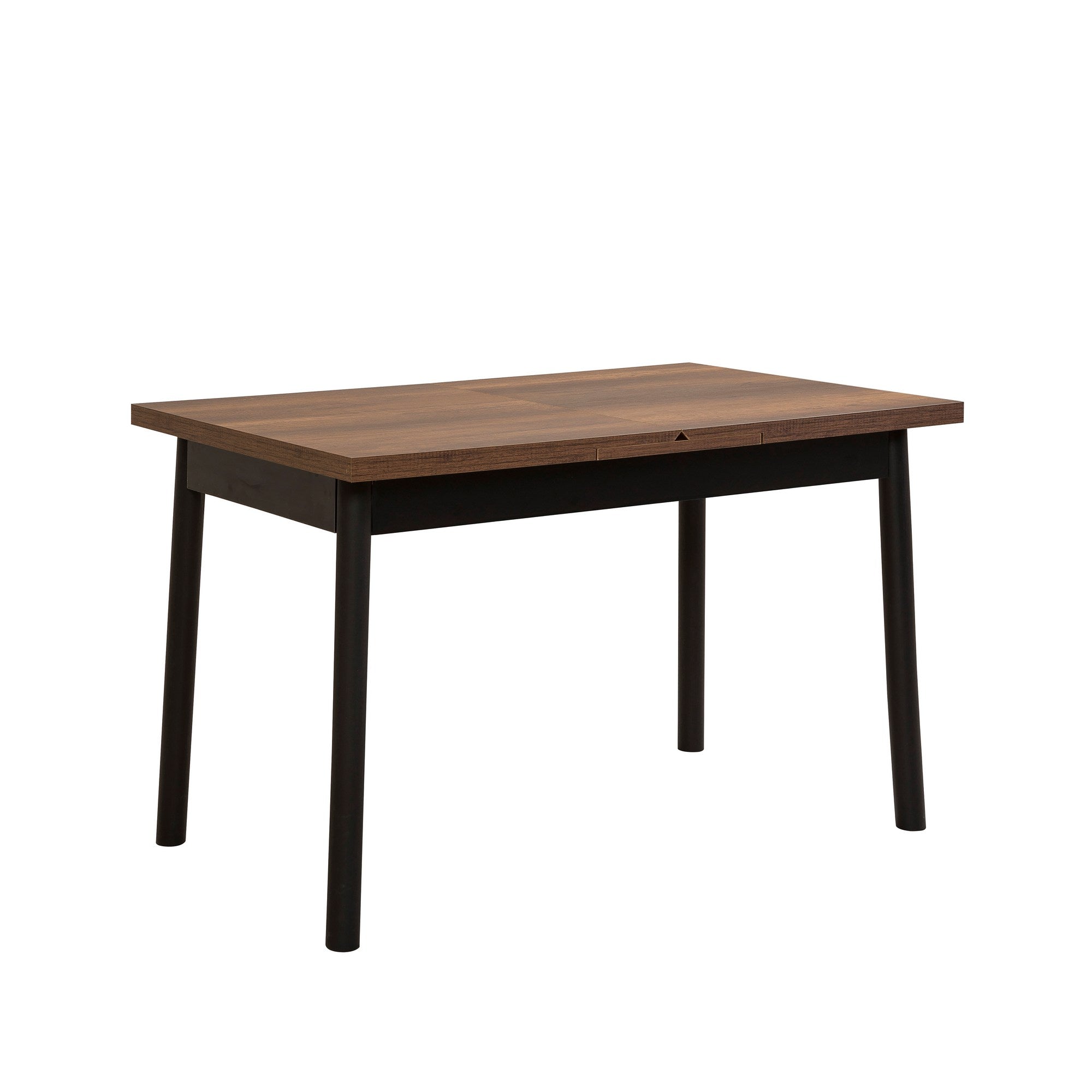 Conjunto de mesa de jantar extensível e cadeiras (4 peças), preto, 120-153 x 75 x 77 cm | 100% revestido em melamina, tecido couro sintético, pernas de madeira de faia | Elegante e funcional para refeições modernas