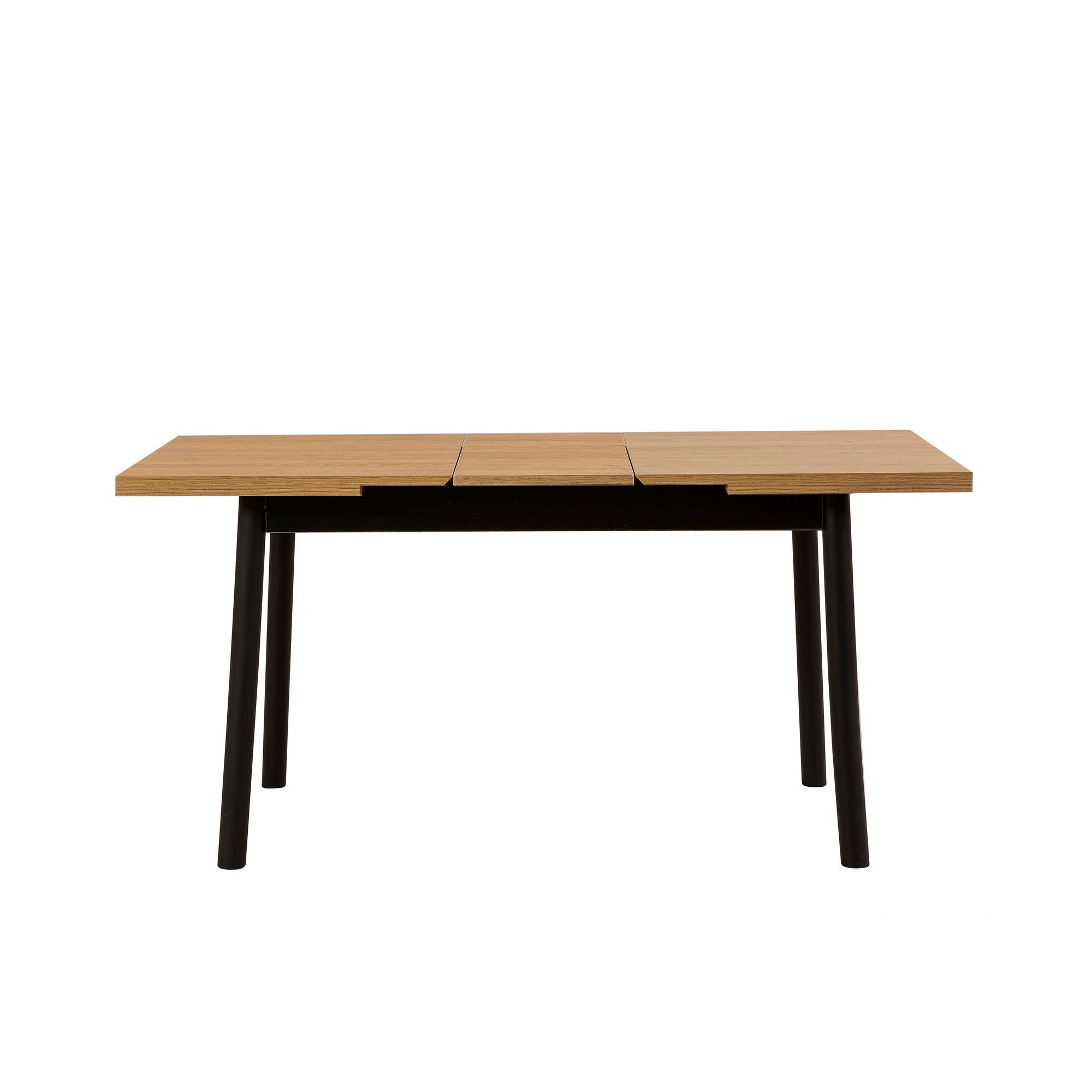 Conjunto de mesa de jantar extensível e cadeiras (6 peças), preto, 120-153 x 75 x 77 cm | 100% revestido em melamina, tecido couro sintético, pernas de madeira de faia | Elegante e funcional para refeições modernas