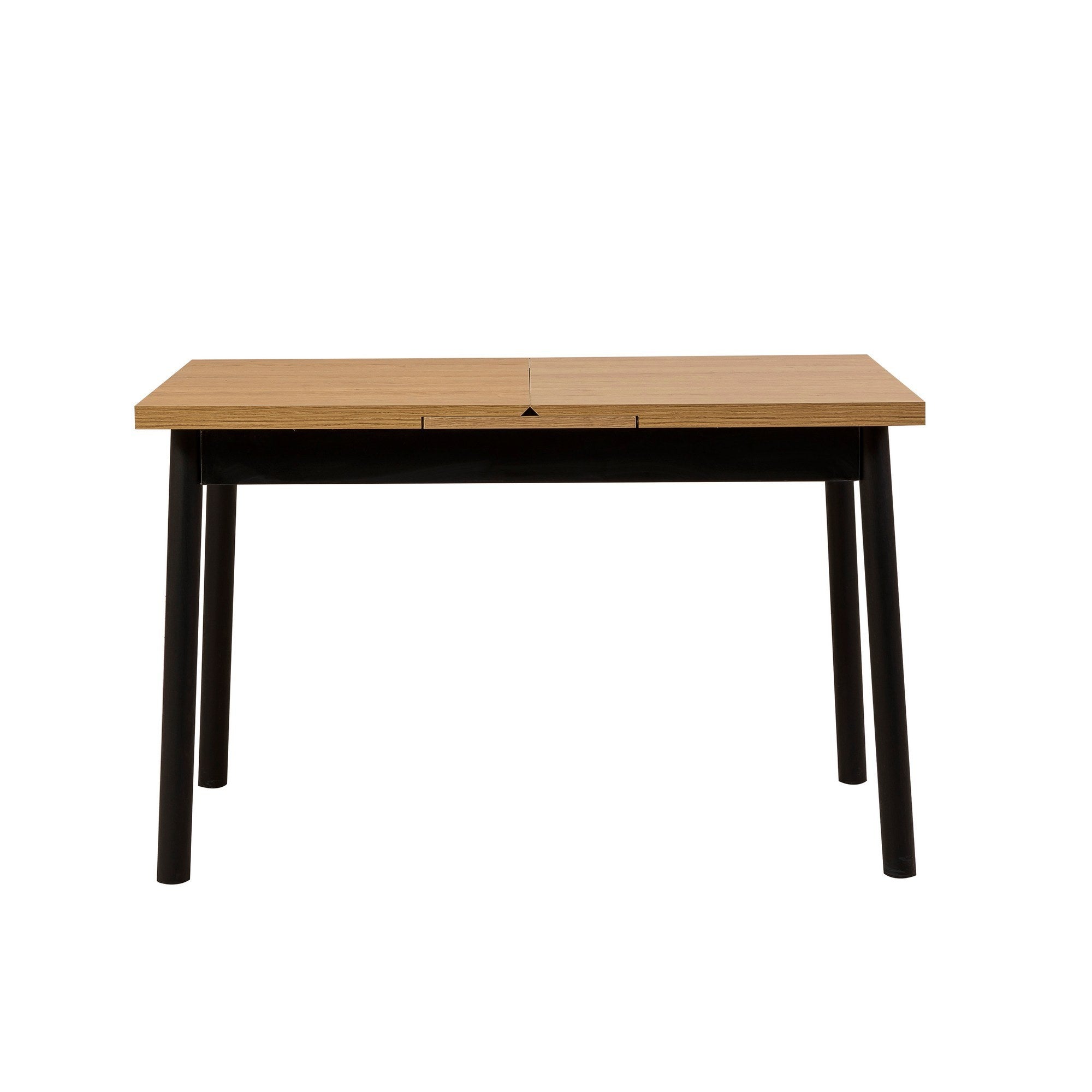 Conjunto de mesa de jantar extensível e cadeiras (6 peças), preto, 120-153 x 75 x 77 cm | 100% revestido em melamina, tecido couro sintético, pernas de madeira de faia | Elegante e funcional para refeições modernas