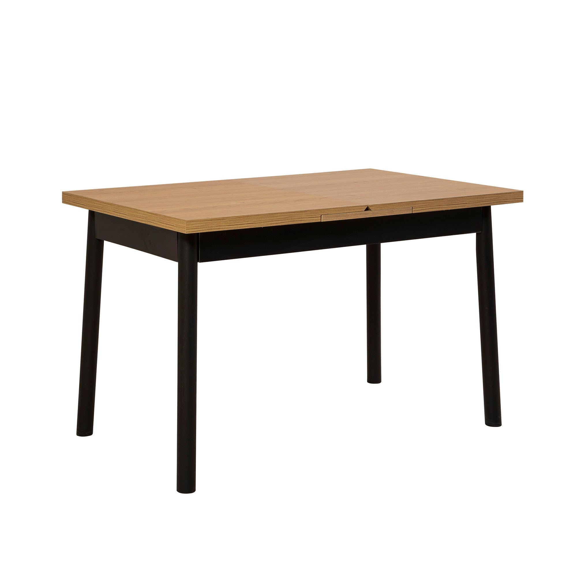 Conjunto de mesa de jantar extensível e cadeiras (4 peças), preto, 120-155 cm | Painel de partículas 100% revestido de melamina, cadeiras de couro sintético | Elegante e funcional para espaços de jantar modernos