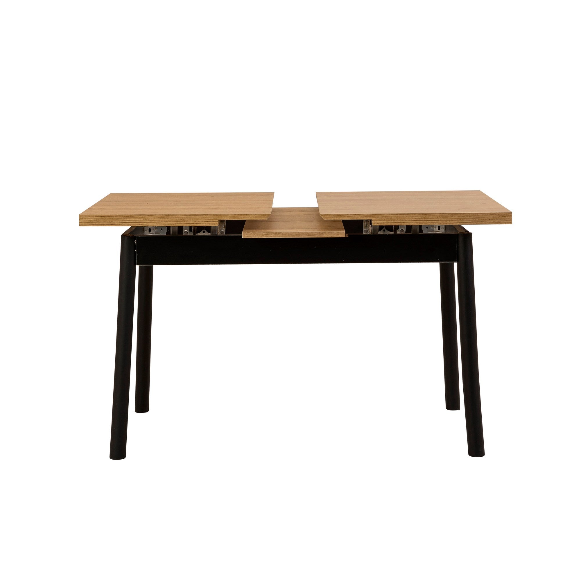 Conjunto de mesa de jantar extensível e cadeiras (4 peças), preto, 120-155 cm | Painel de partículas 100% revestido de melamina, cadeiras de couro sintético | Elegante e funcional para espaços de jantar modernos