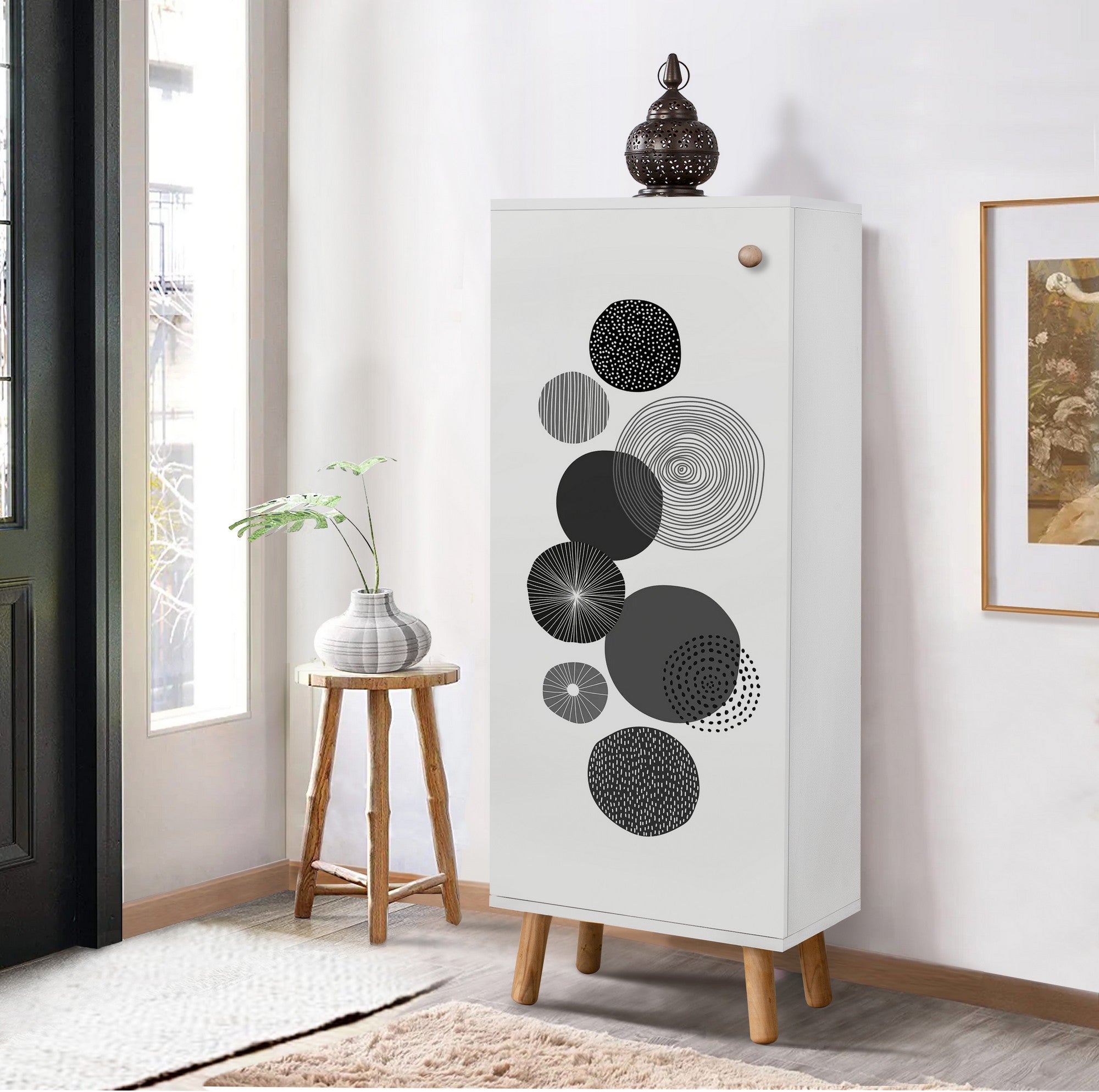 Sapateira elegante – 50 cm L x 135 cm A x 38 cm P – Branca – Aglomerado revestido em melamina com madeira maciça
