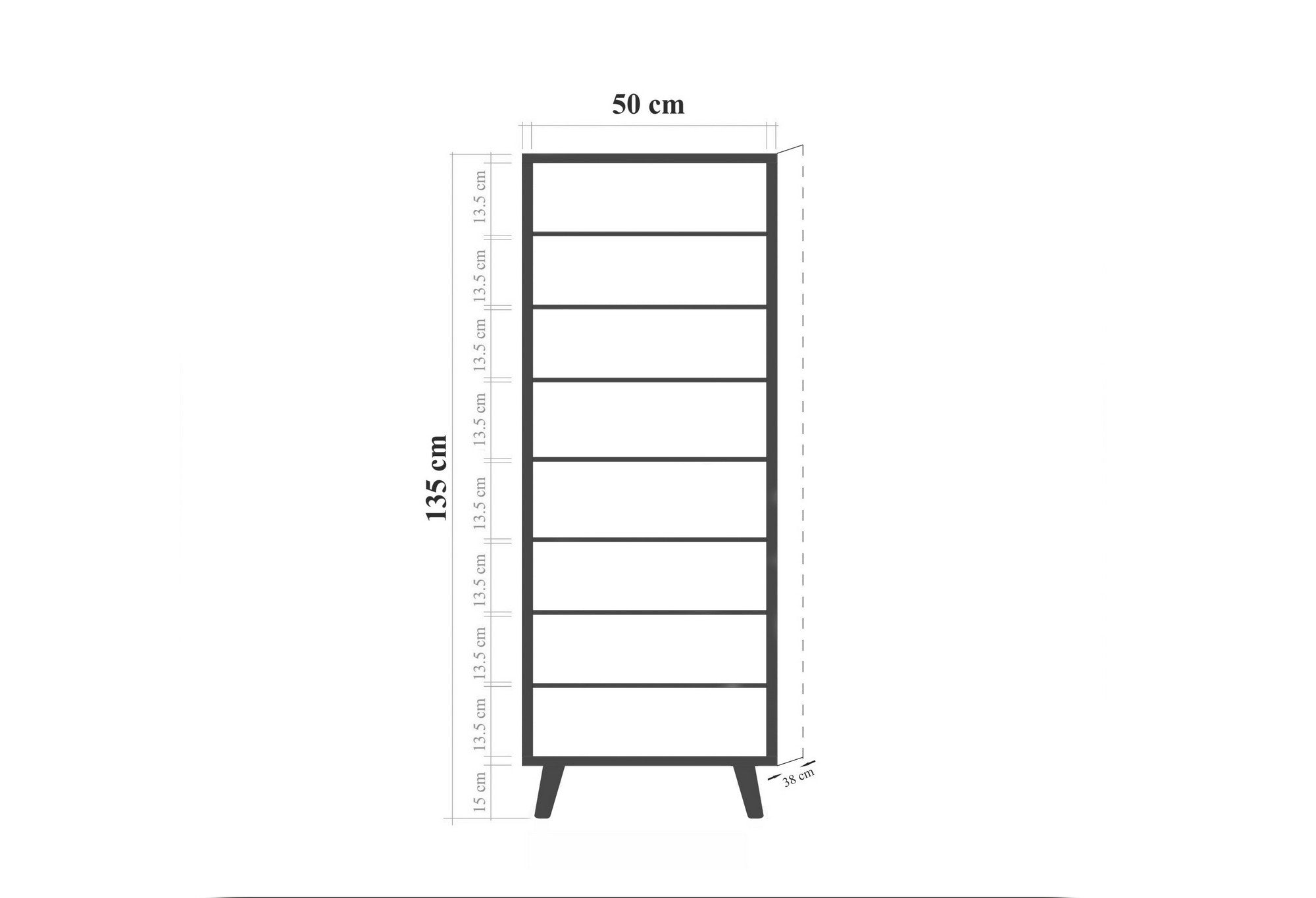 Sapateira elegante – 50 cm L x 135 cm A x 38 cm P – Branca – Aglomerado revestido a melamina