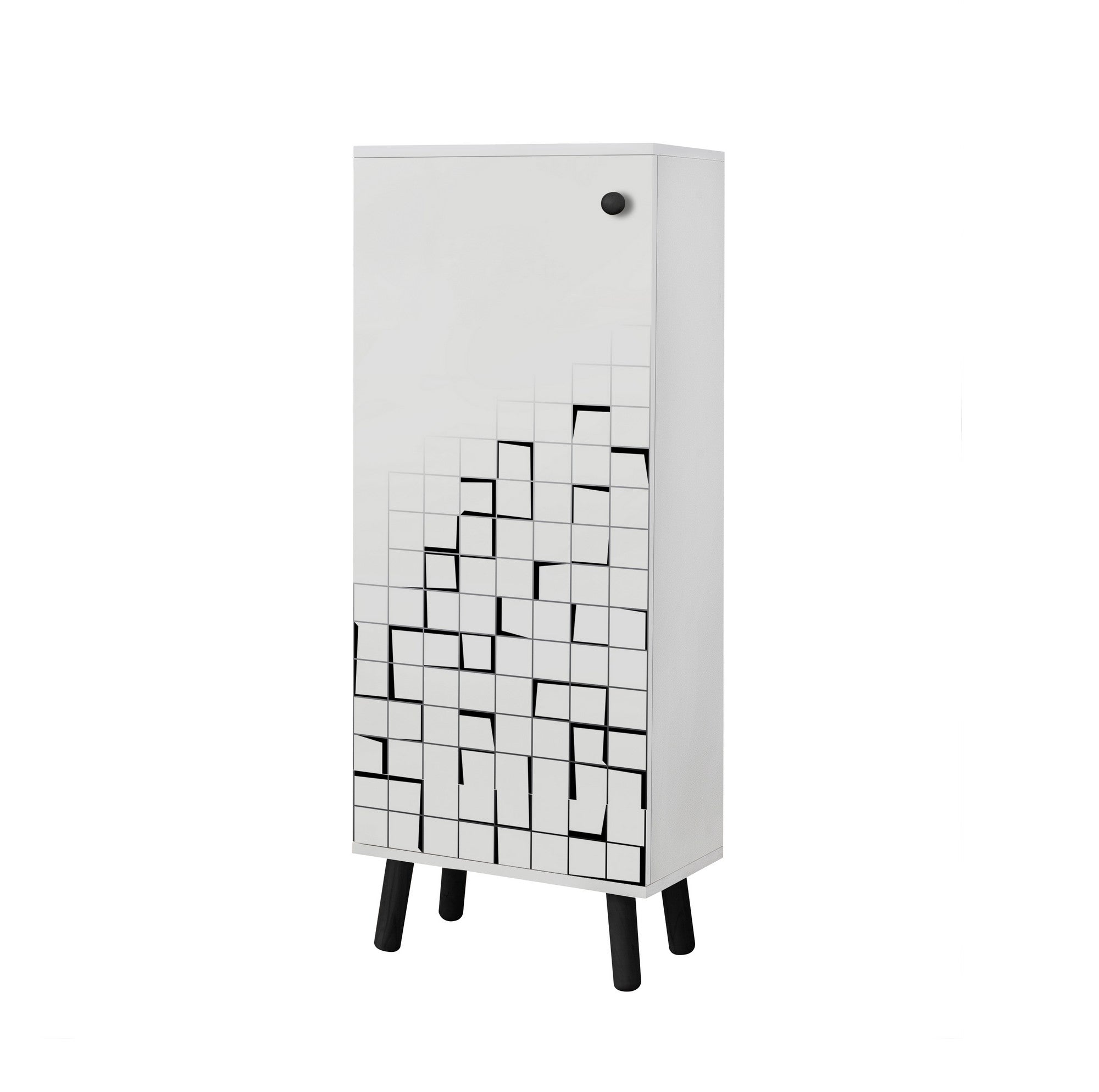Sapateira – 50 x 135 x 38 cm – Branco e preto – Aglomerado e madeira maciça