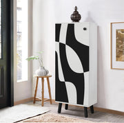 Sapateira – 50 x 135 x 38 cm – Branca e preta – Aglomerado