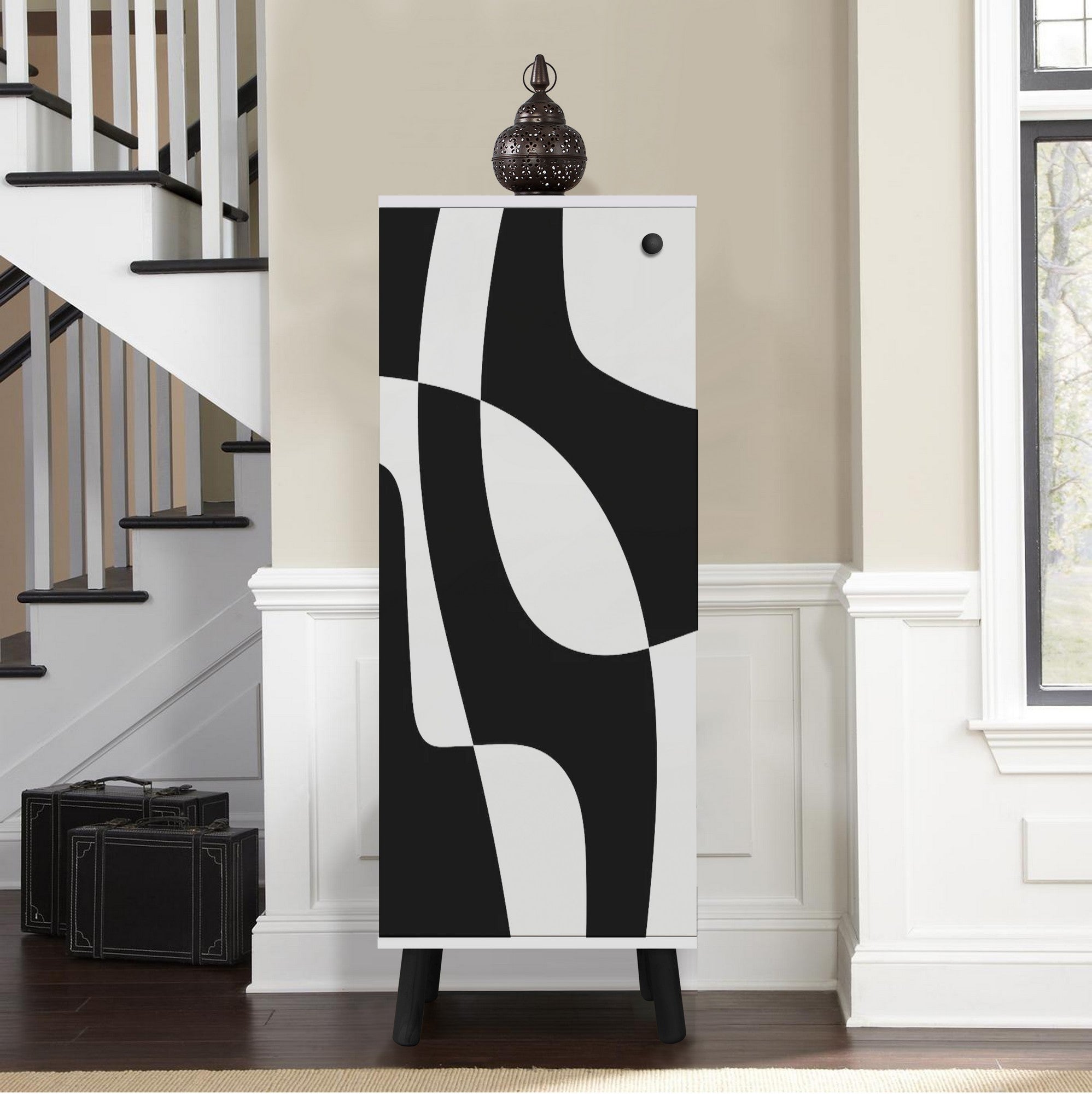 Sapateira – 50 x 135 x 38 cm – Branca e preta – Aglomerado