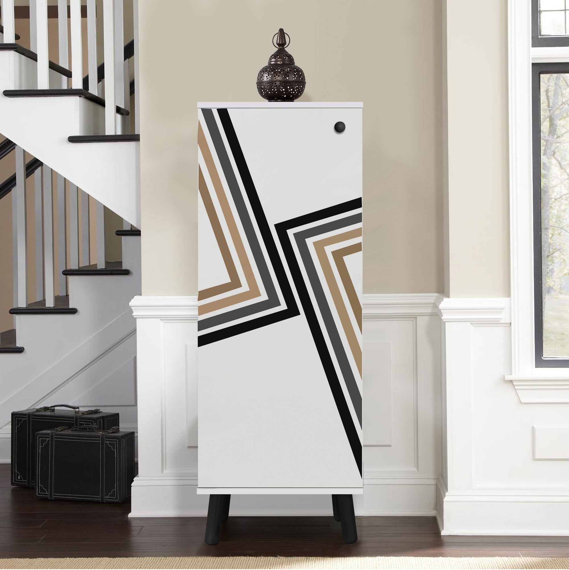 Sapateira – 50 x 135 x 38 cm – Branco e Preto – Aglomerado