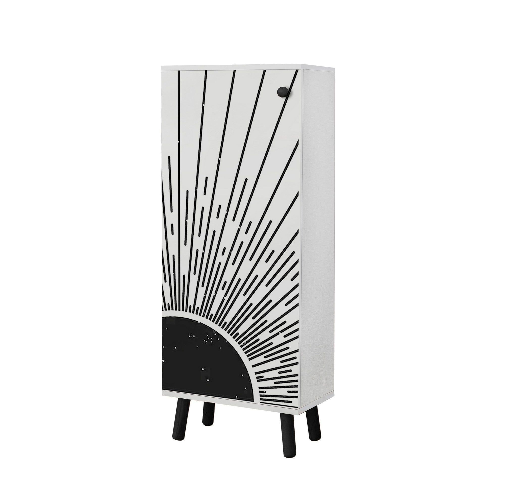Sapateira – 50 x 135 x 38 cm – Branco e Preto – Aglomerado