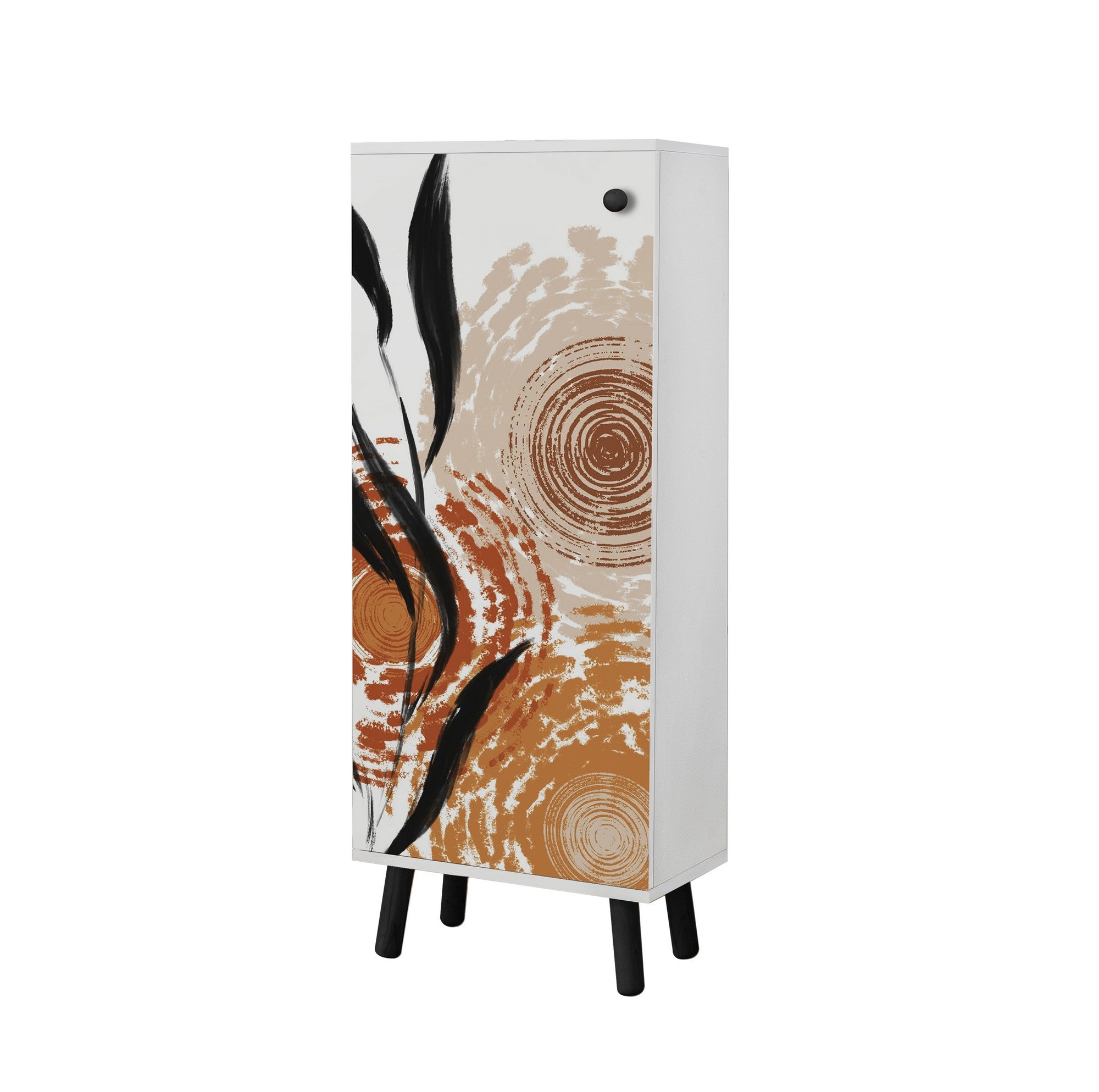Sapateira estilosa – 50 x 135 x 38 cm – Branco e preto – Aglomerado