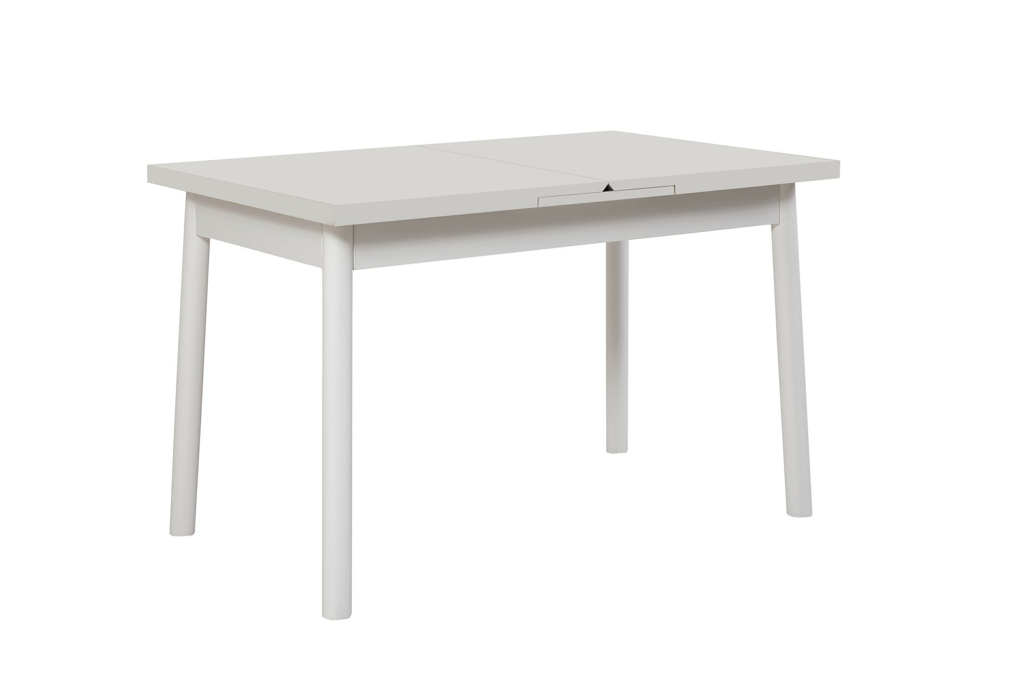Conjunto de mesa de jantar extensível e cadeiras (6 peças), branco, 120-155 cm | Aglomerado 100% revestido em melamina, pernas de madeira de faia | Elegante e funcional para refeições modernas