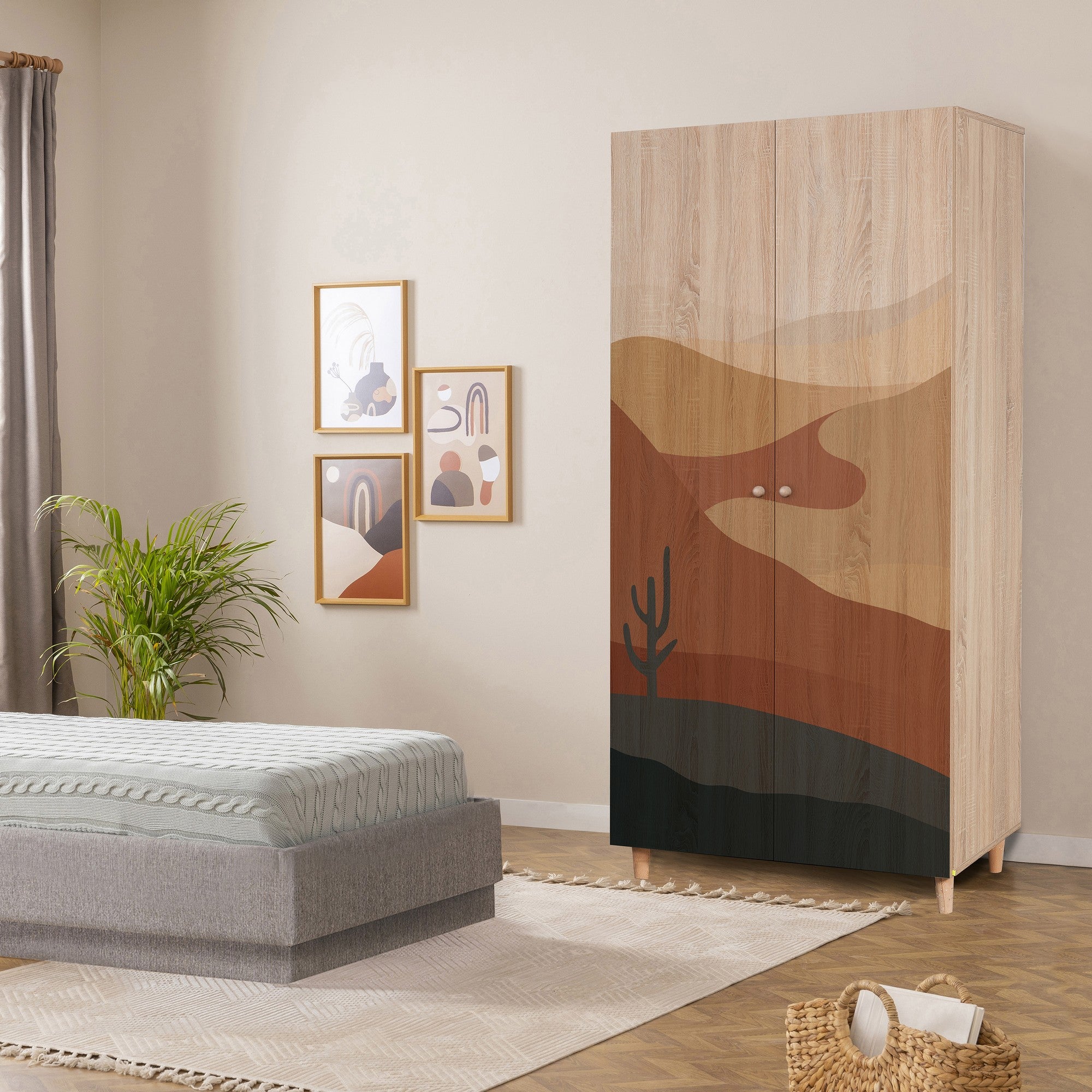 Guarda-roupa elegante – 90x192x52 cm – Sonomo – Aglomerado revestido em melamina