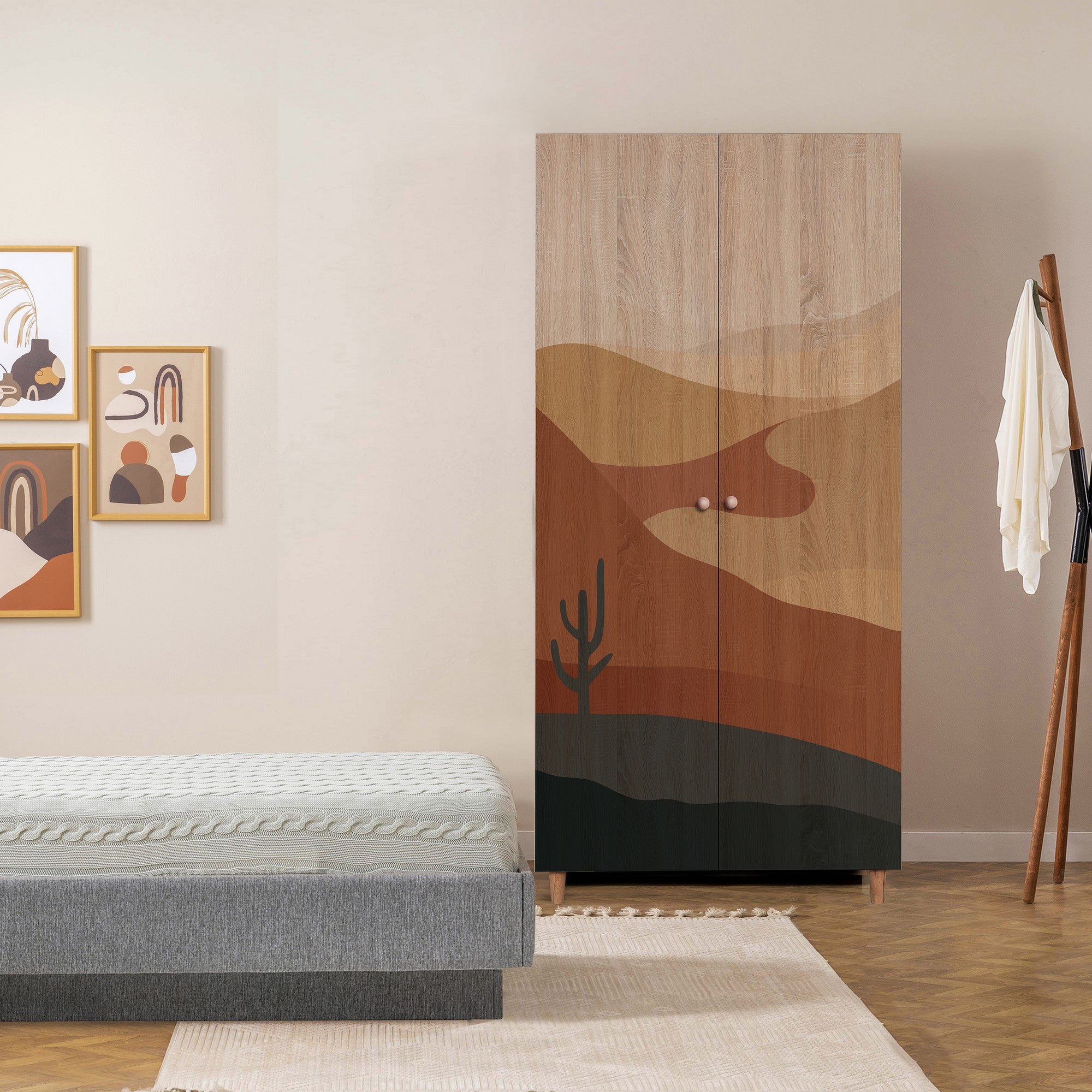 Guarda-roupa elegante – 90x192x52 cm – Sonomo – Aglomerado revestido em melamina