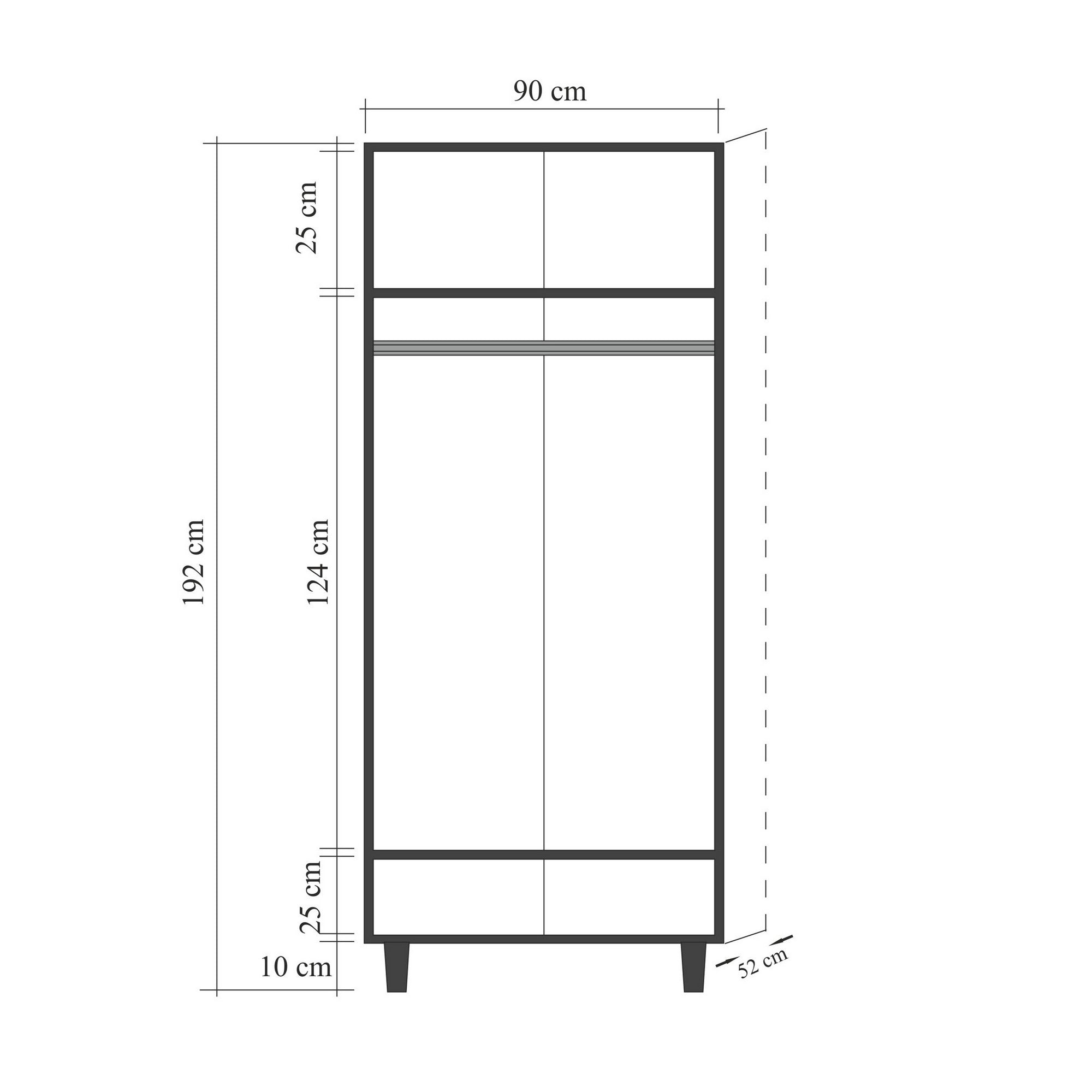 Guarda-roupa elegante – 90x192x52 cm – Sonomo – Aglomerado 100% revestido em melamina