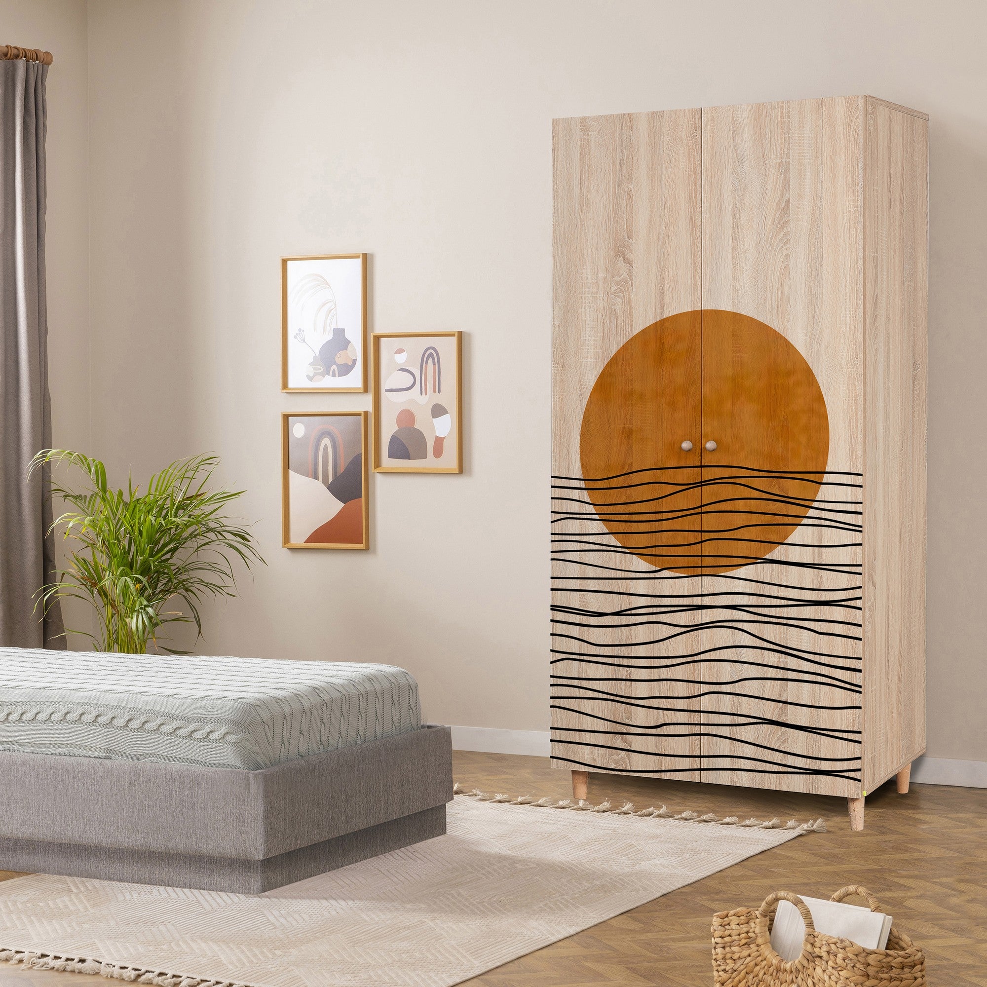 Guarda-roupa elegante – 90x192x52 cm – Cor Sonomo – Aglomerado