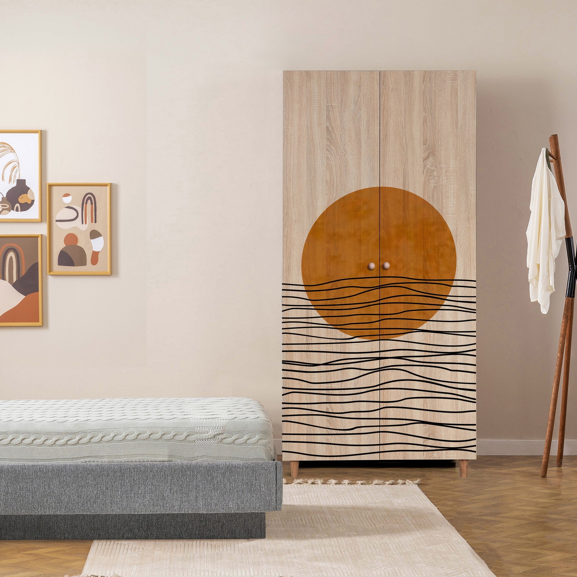 Guarda-roupa elegante – 90x192x52 cm – Cor Sonomo – Aglomerado