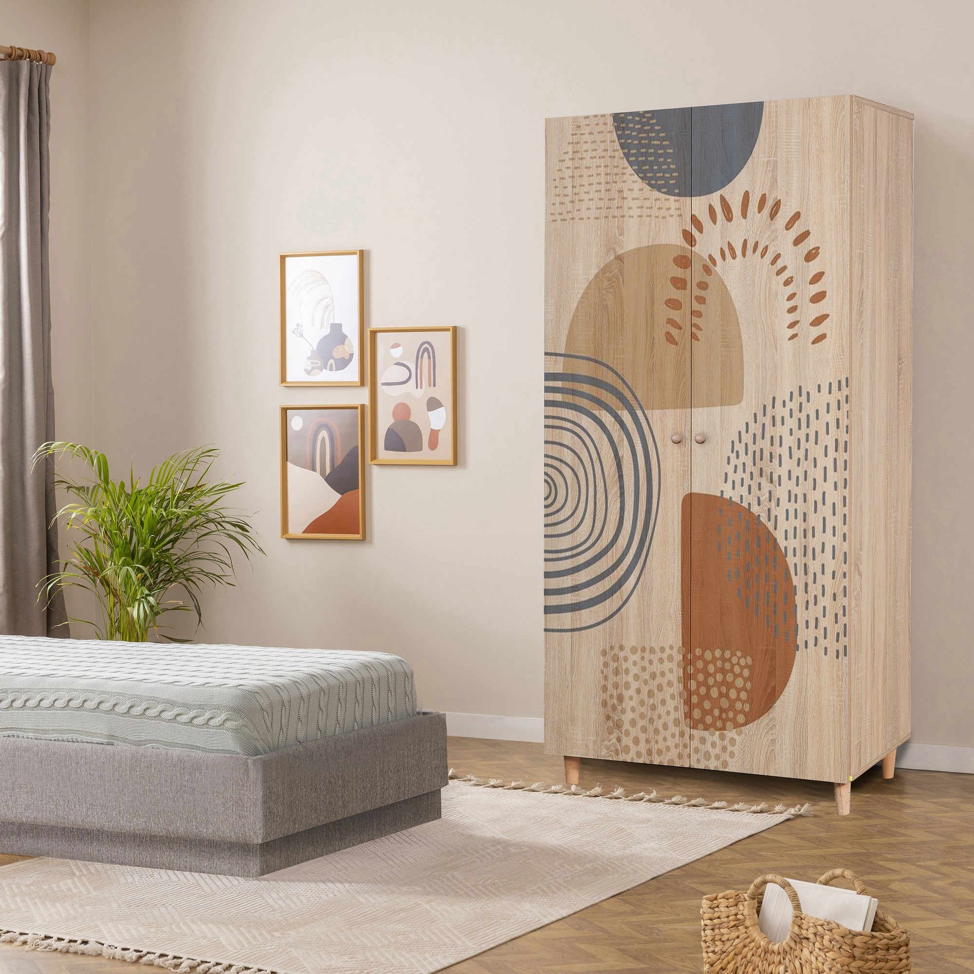 Guarda-roupa elegante – 90x192x52 cm – Cor Sonomo – Aglomerado