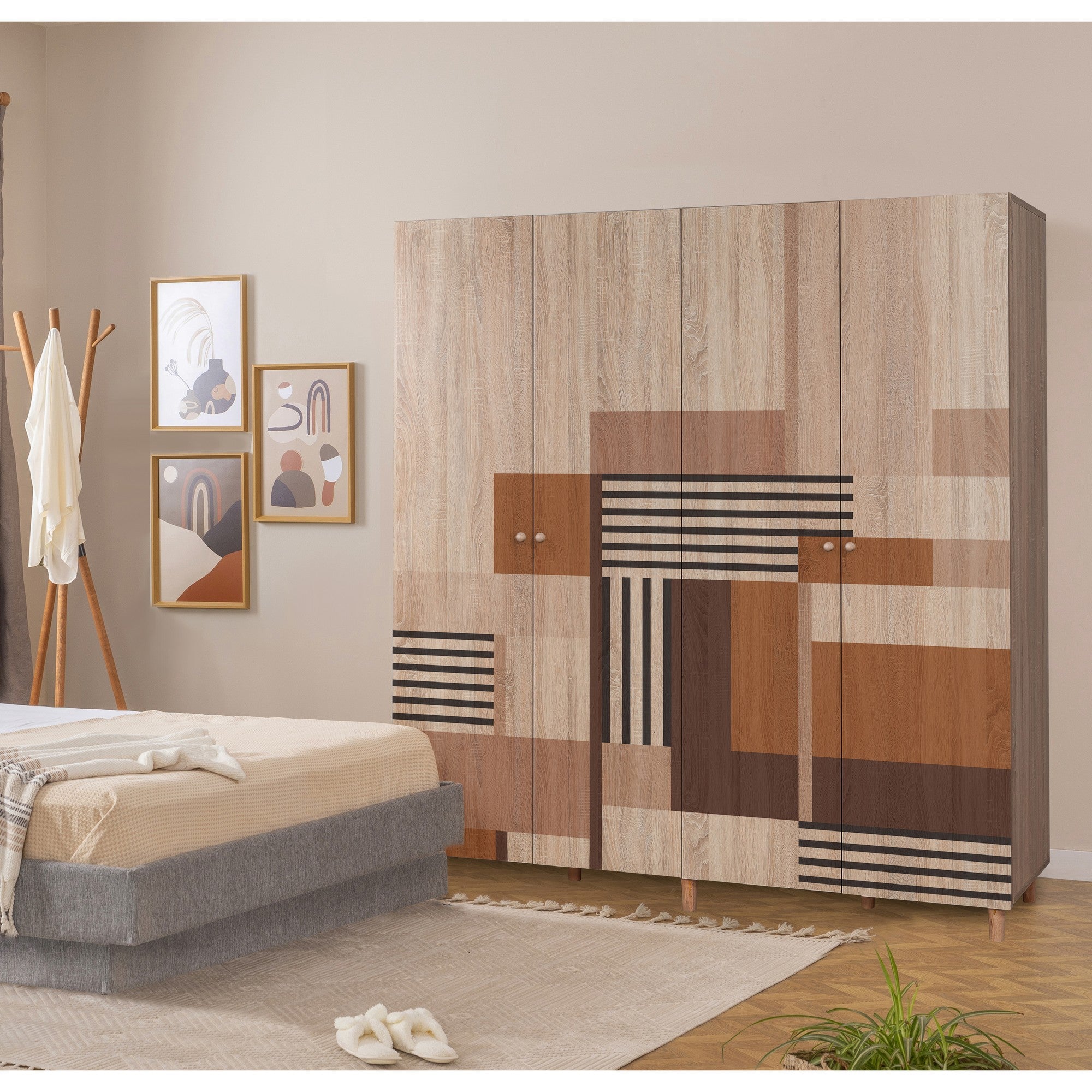 Guarda-roupa elegante – 180 x 192 x 52 cm – Cor Sonomo – Aglomerado 100% revestido em melamina