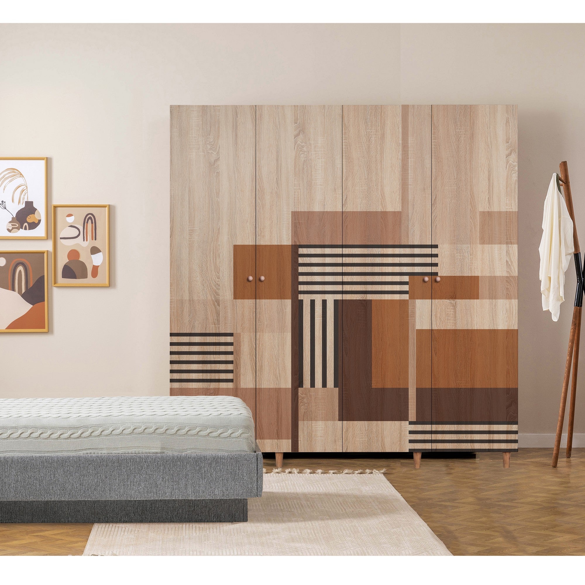 Guarda-roupa elegante – 180 x 192 x 52 cm – Cor Sonomo – Aglomerado 100% revestido em melamina