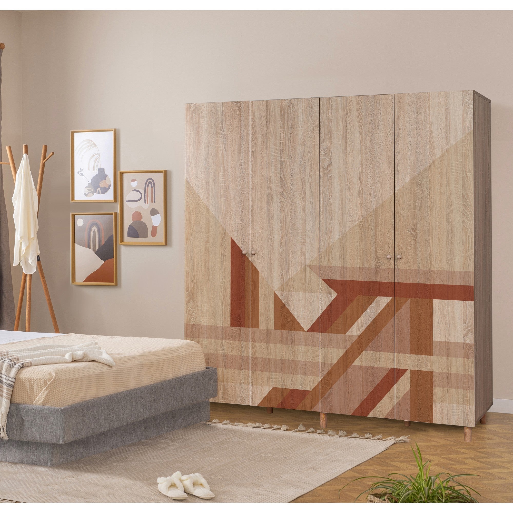 Guarda-roupa elegante – 180 x 192 x 52 cm – Sonomo – Aglomerado revestido em melamina