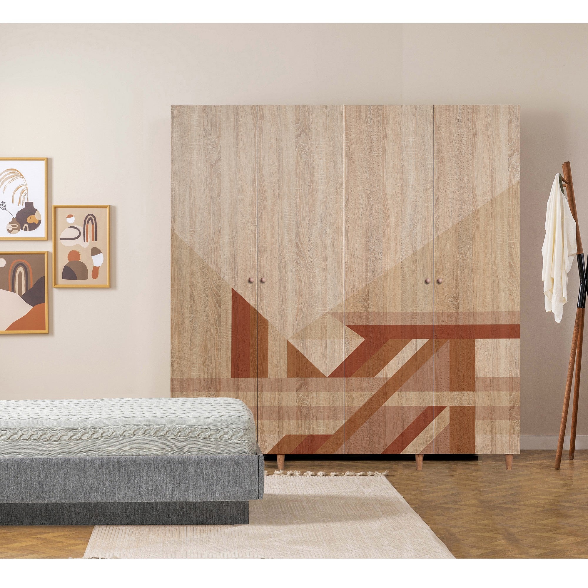Guarda-roupa elegante – 180 x 192 x 52 cm – Sonomo – Aglomerado revestido em melamina