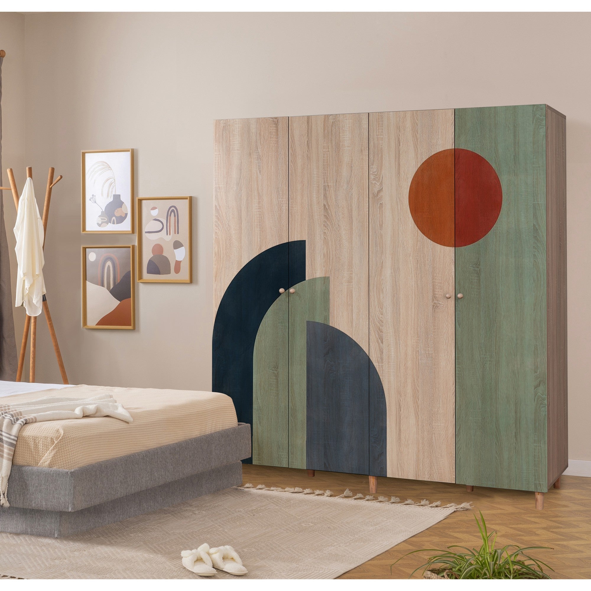 Guarda-roupa elegante – 180 x 192 x 52 cm – Sonomo – Aglomerado revestido a melamina
