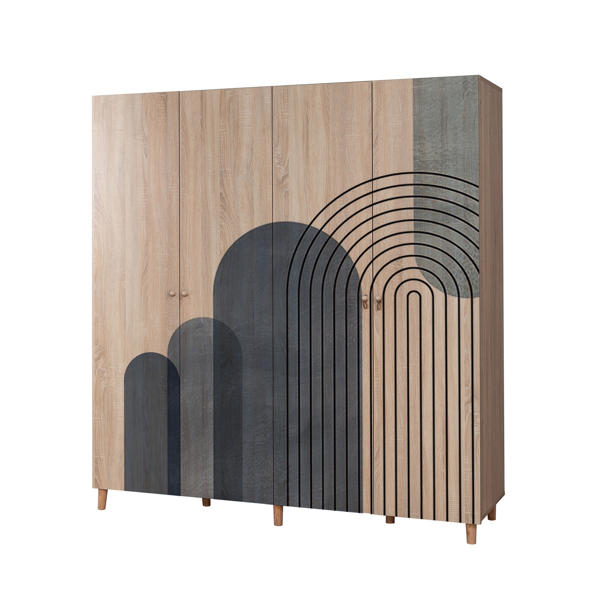Guarda-roupa elegante – 180 x 192 x 52 cm – cor Sonomo – aglomerado revestido a melamina