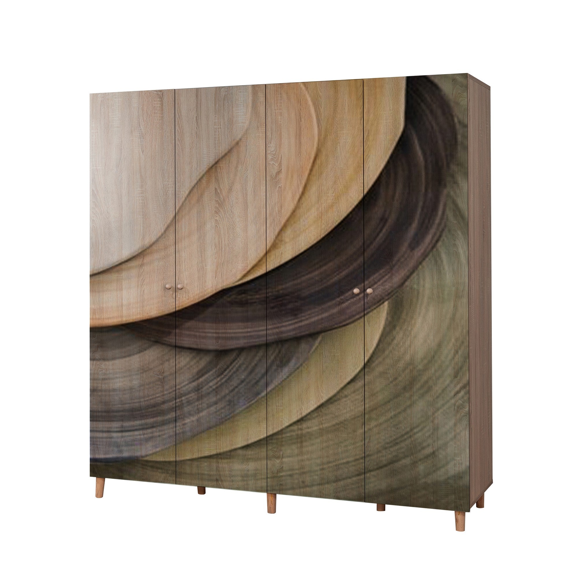 Guarda-roupa elegante com pés de madeira de carpa, cor Sonomo, 180 x 192 x 52 cm | Aglomerado 100% revestido em melamina, revestimento UV, puxadores de madeira maciça, prateleiras amplas