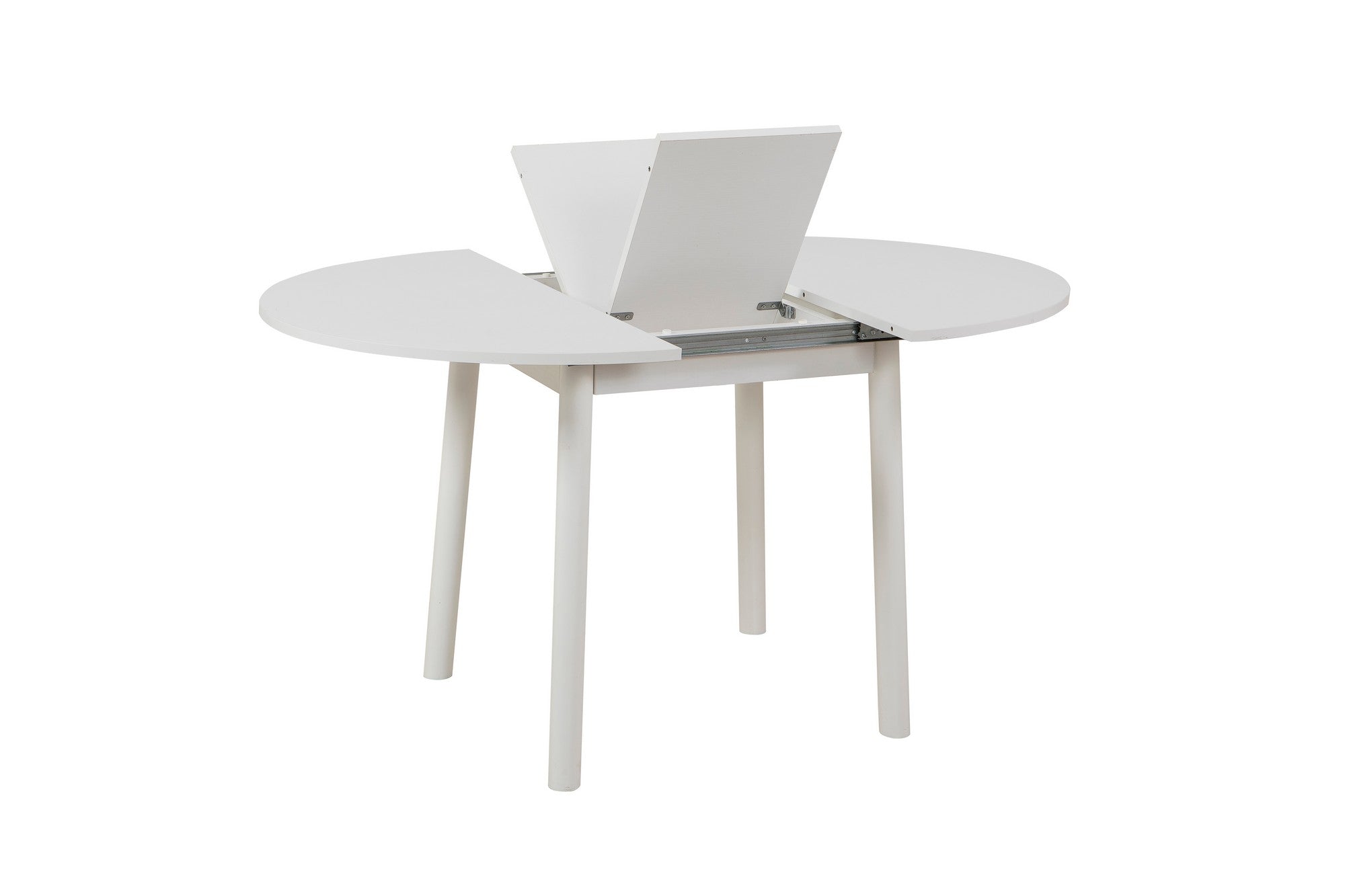 Conjunto de mesa de jantar extensível e cadeiras (3 peças), branco, 100 cm (aberto: 131 cm) | 100% revestido em melamina, pernas de madeira de faia | Elegante e funcional para refeições modernas
