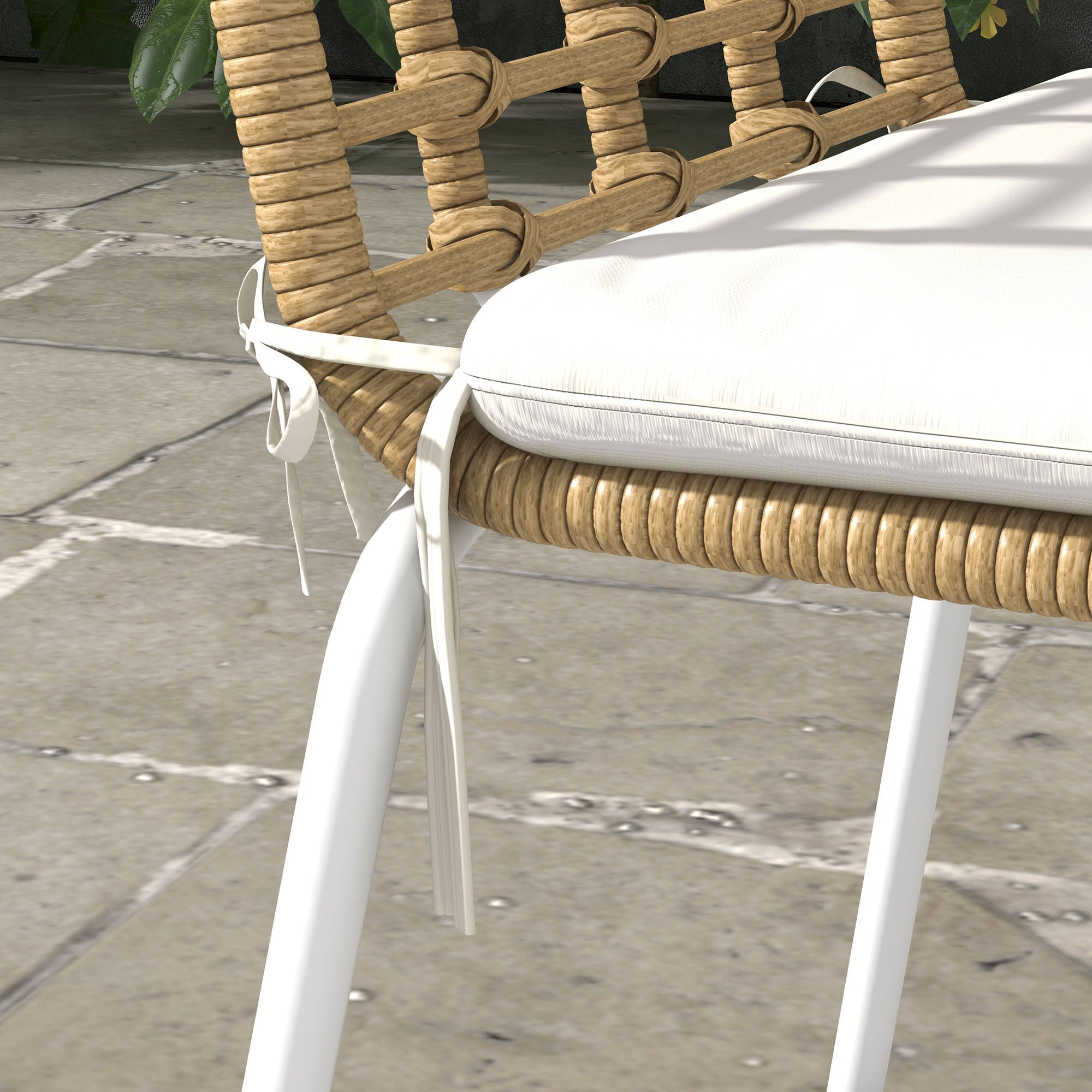 Conjunto de Refeição de Vime Sintético 7 Peças - Cor de Madeira Natural 139x78x73 cm