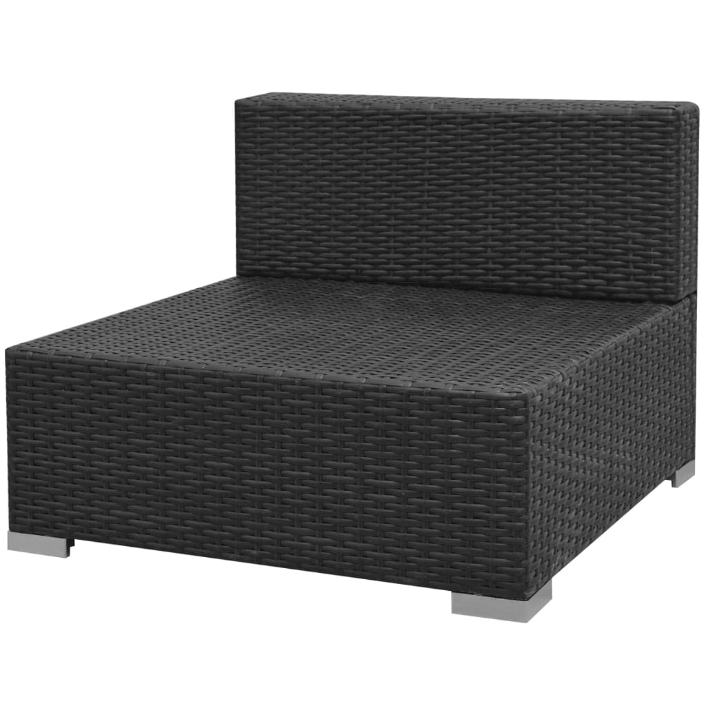7 pcs conjunto de sofá para jardim com toldo vime PE preto