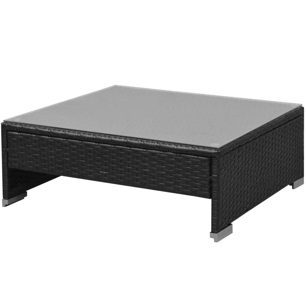 7 pcs conjunto de sofá para jardim com toldo vime PE preto