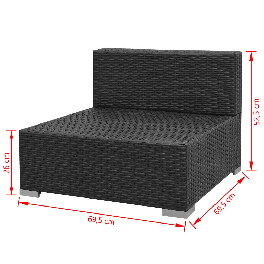 7 pcs conjunto de sofá para jardim com toldo vime PE preto