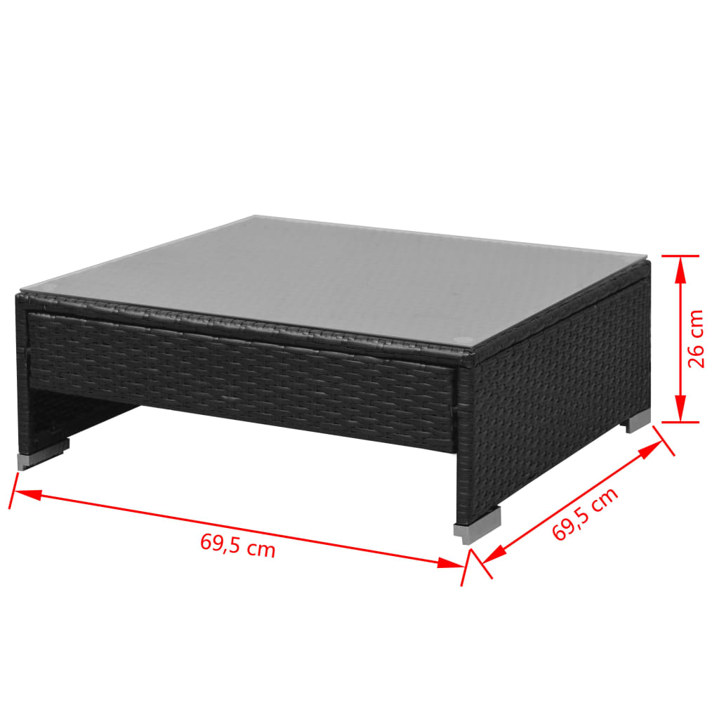 7 pcs conjunto de sofá para jardim com toldo vime PE preto