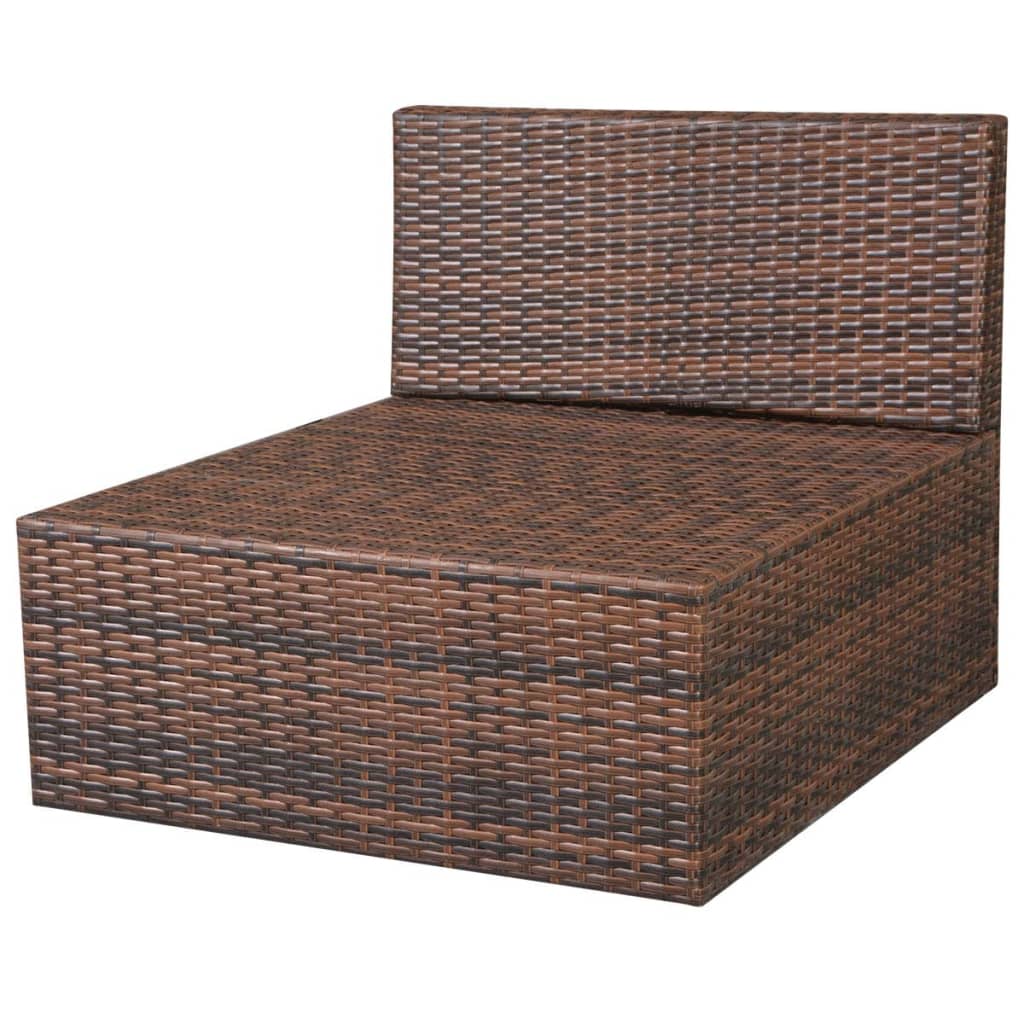10 pcs conjunto lounge jardim c/ almofadões vime PE castanho