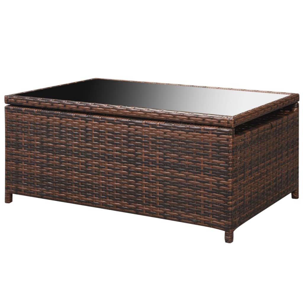 10 pcs conjunto lounge jardim c/ almofadões vime PE castanho