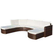 Conjunto de sofás de jardim 16 pcs vime castanho