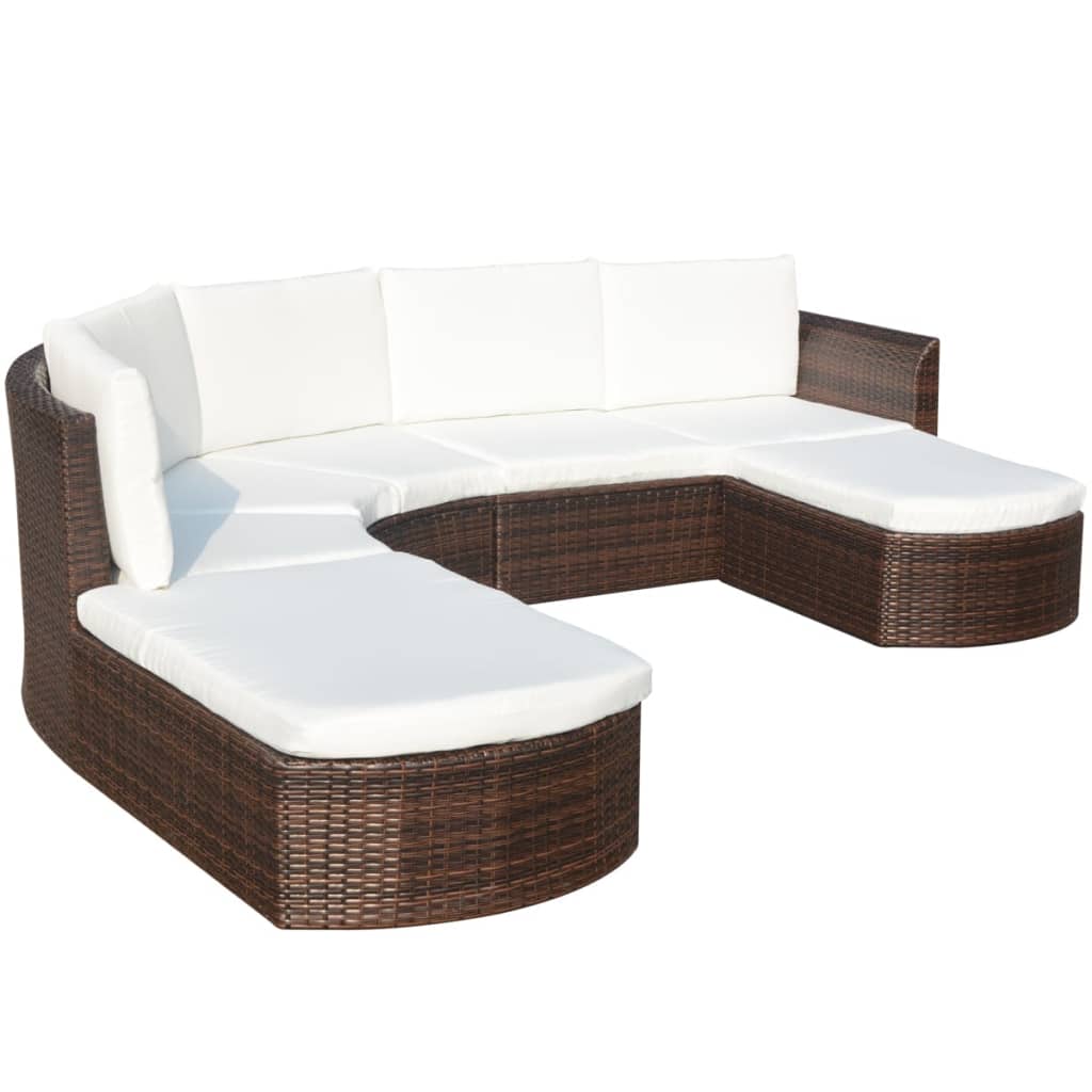 Conjunto de sofás de jardim 16 pcs vime castanho