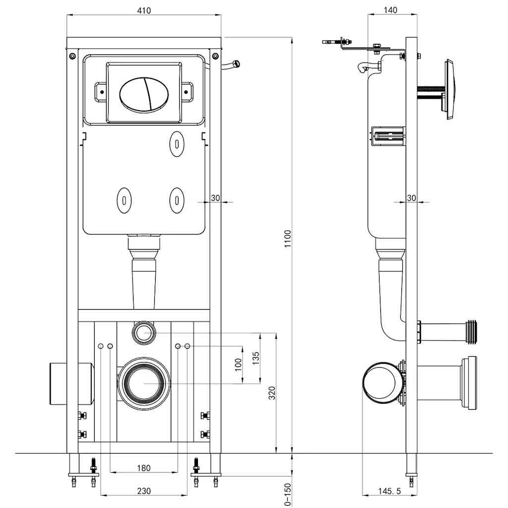 Cisterna alta escondida 11L 41 x 14 x (110-125) cm